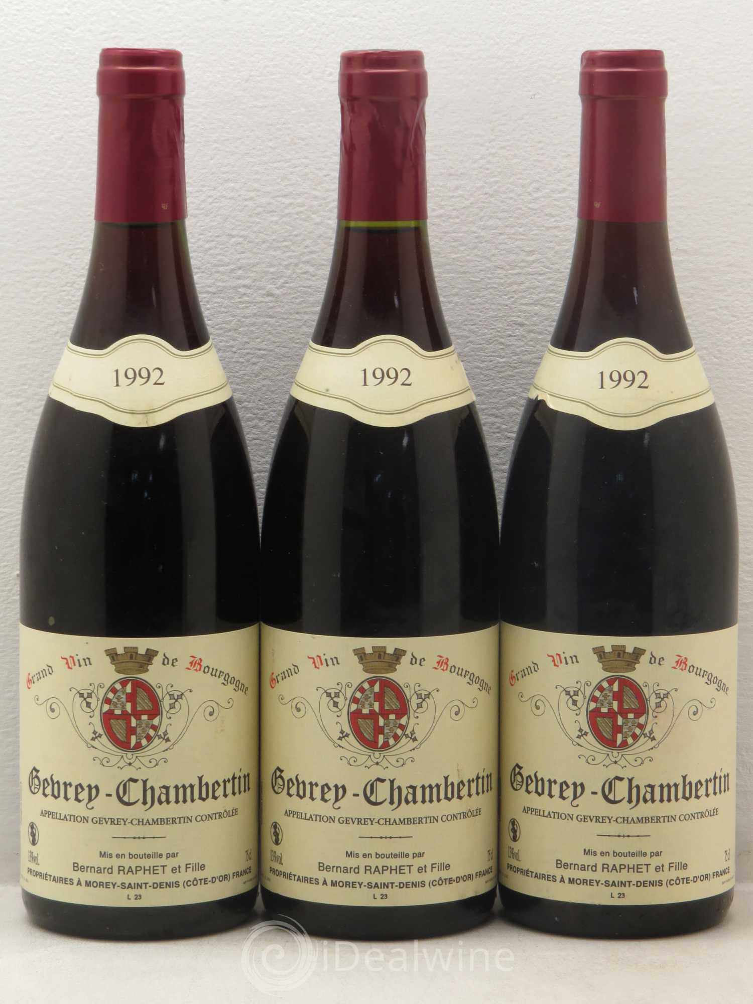 Gevrey-Chambertin Domaine Bernard Raphet 1992 - Lot de 6 bouteilles - 2
