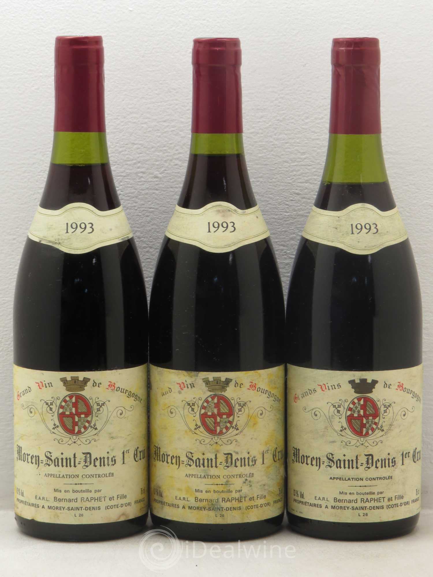 Morey-Saint-Denis 1er Cru Domaine Bernard Raphet (sans prix de réserve) 1993 - Posten von 3 Flaschen - 0