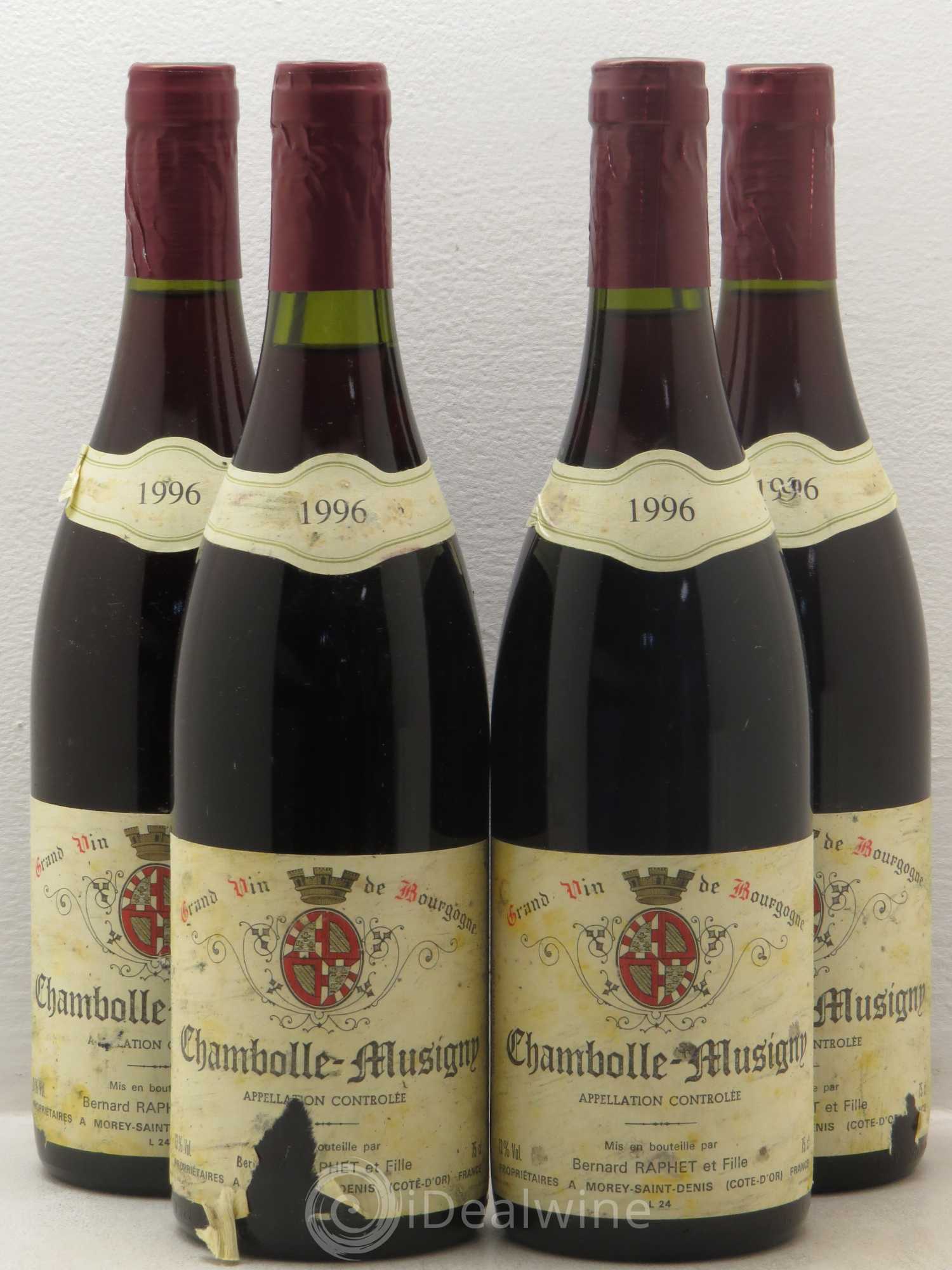 Chambolle-Musigny Domaine Bernard Raphet (sans prix de réserve) 1996 - Posten von 4 Flaschen - 0