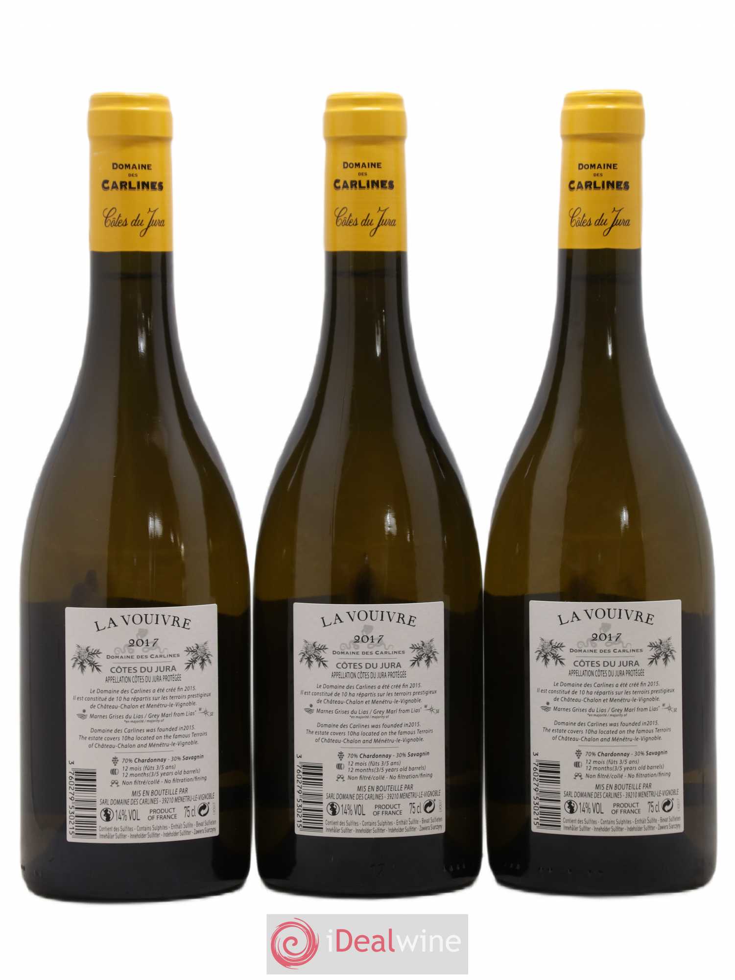 Côtes du Jura La Vouivre Domaine des Carlines 2017 - Posten von 3 Flaschen - 1
