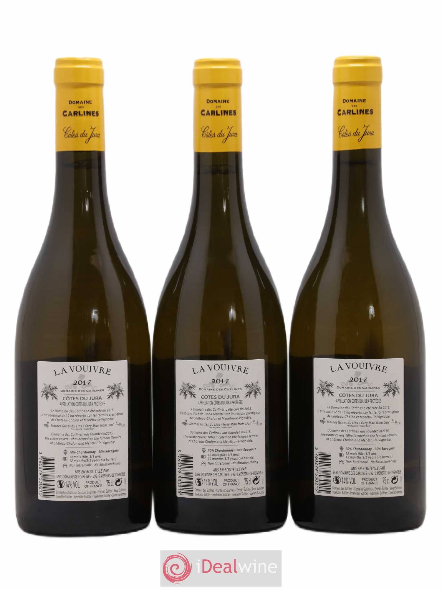 Côtes du Jura La Vouivre Domaine des Carlines 2017 - Posten von 3 Flaschen - 1