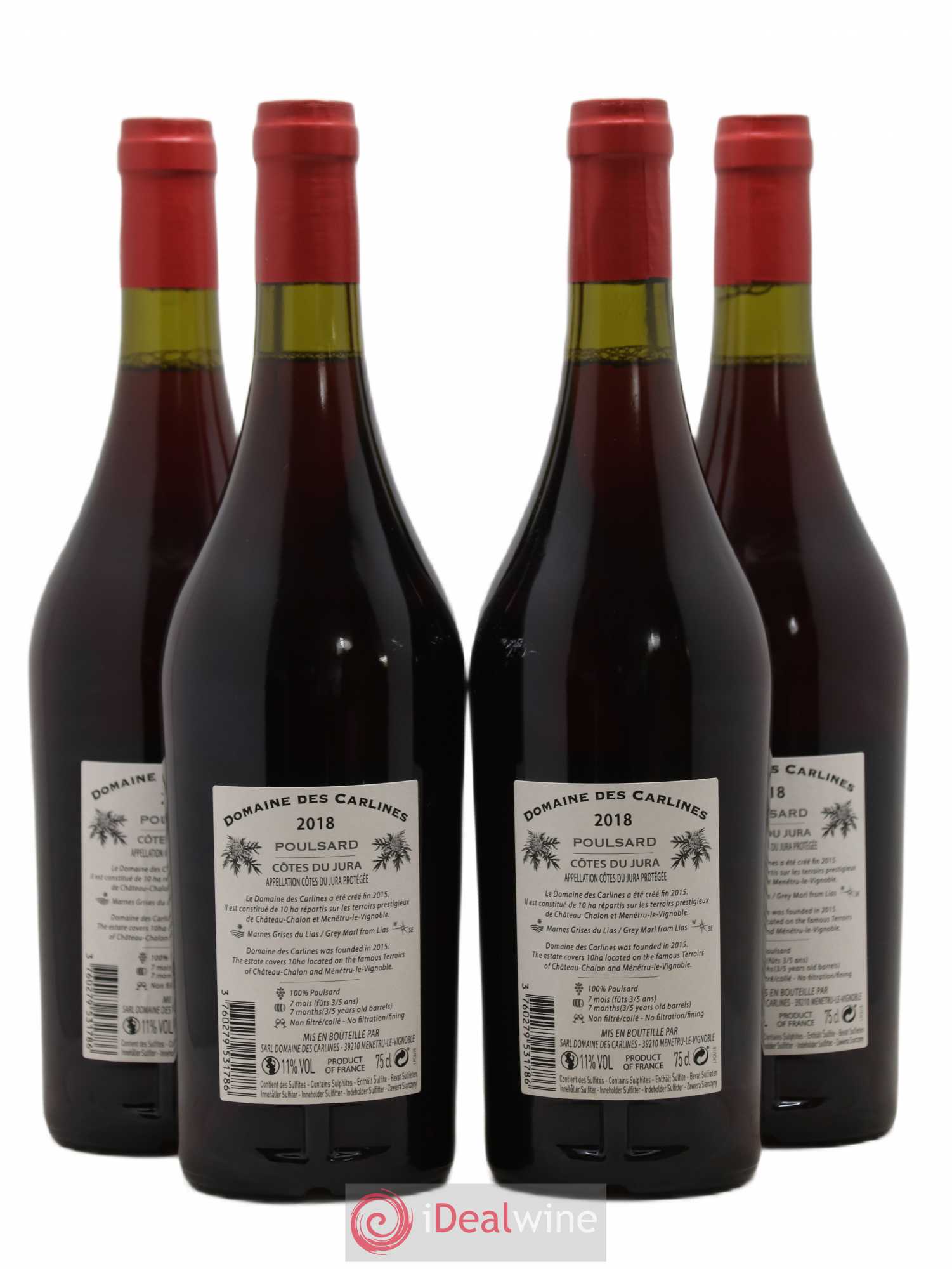 Côtes du Jura Poulsard Domaine des Carlines (sans prix de réserve) 2018 - Posten von 4 Flaschen - 1