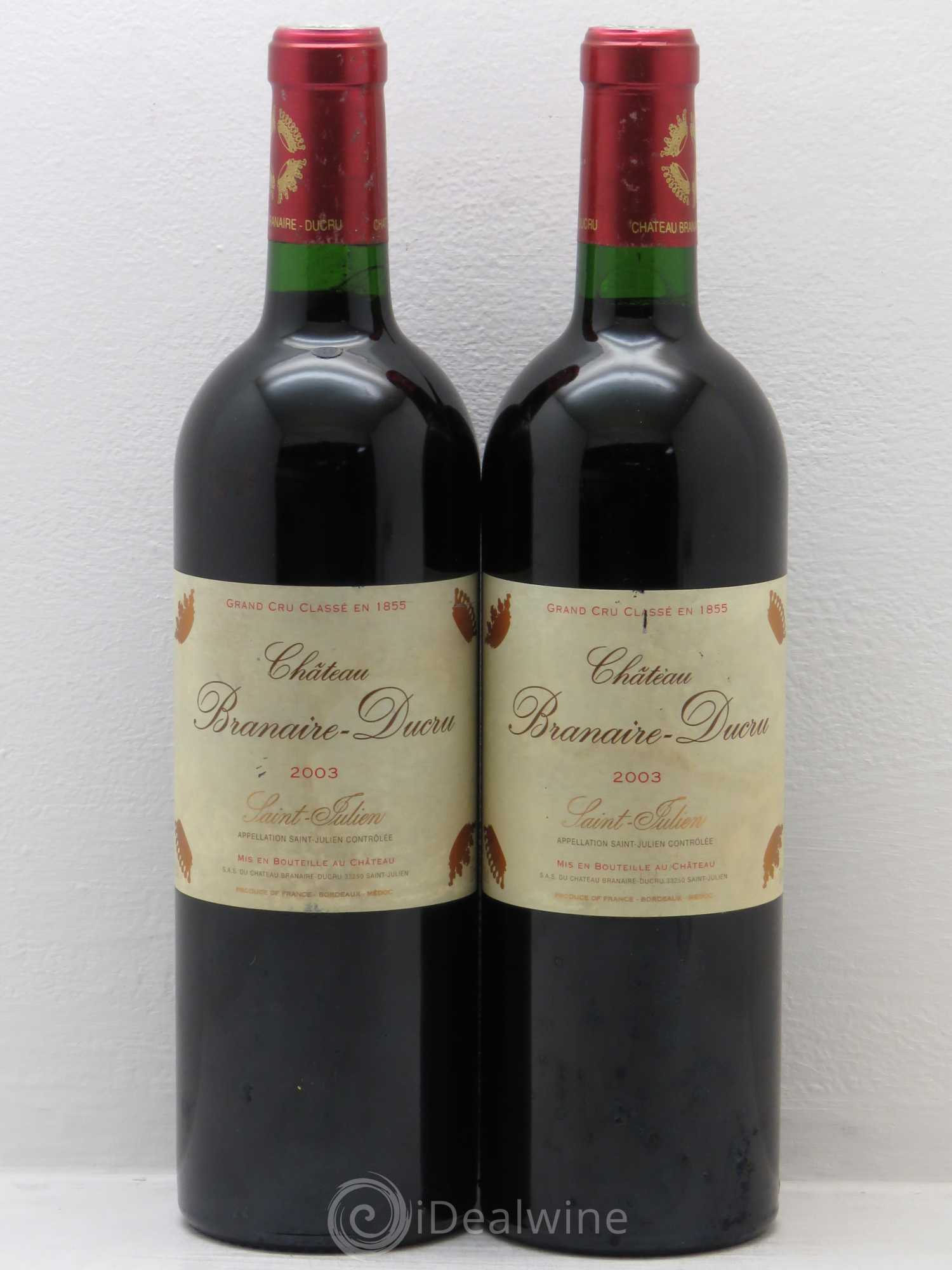 Château Branaire Ducru 4ème Grand Cru Classé 2003 - Lot de 2 bouteilles - 0