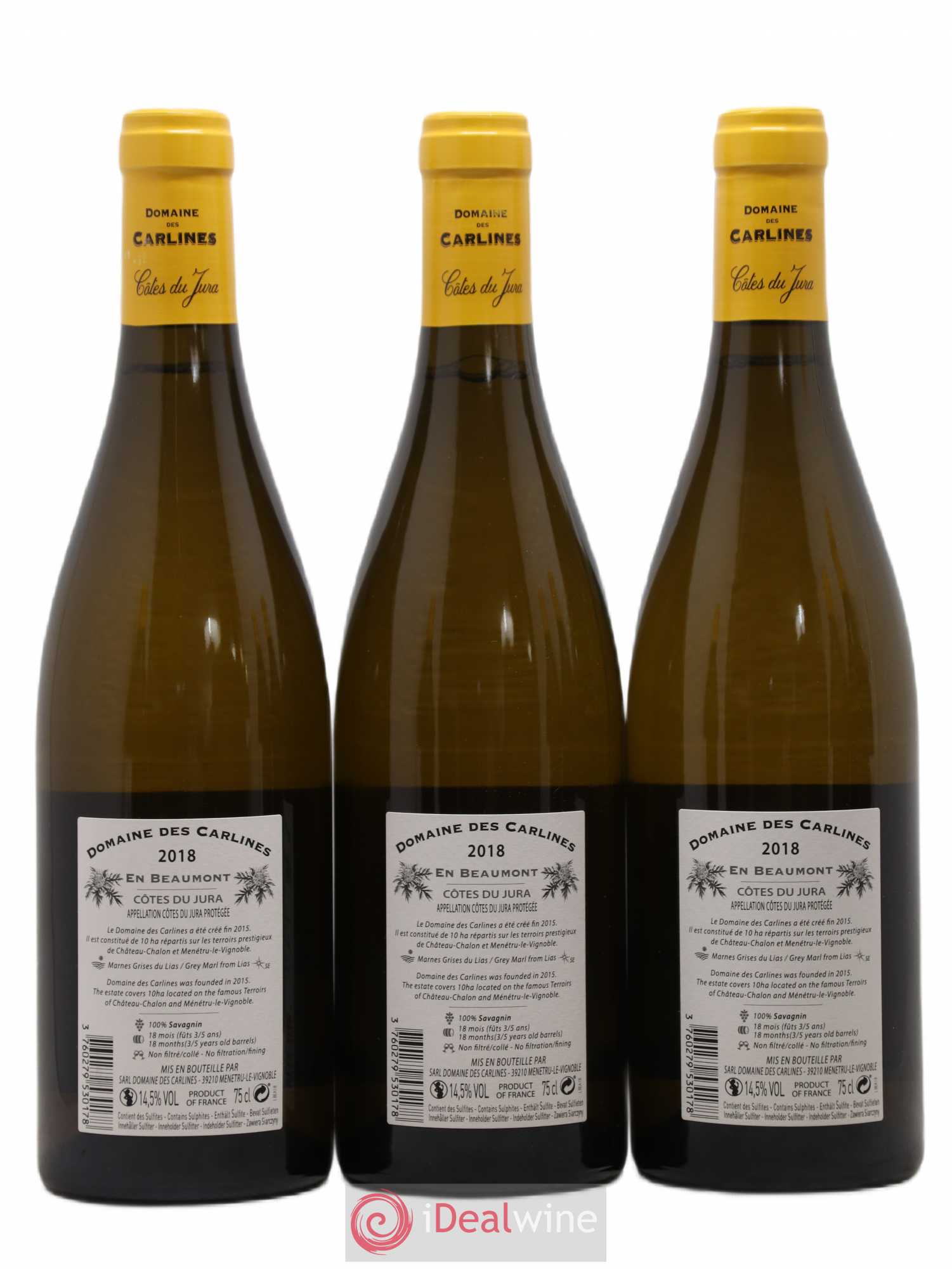Côtes du Jura Savagnin En Beaumont Domaine des Carlines 2018 - Posten von 6 Flaschen - 2