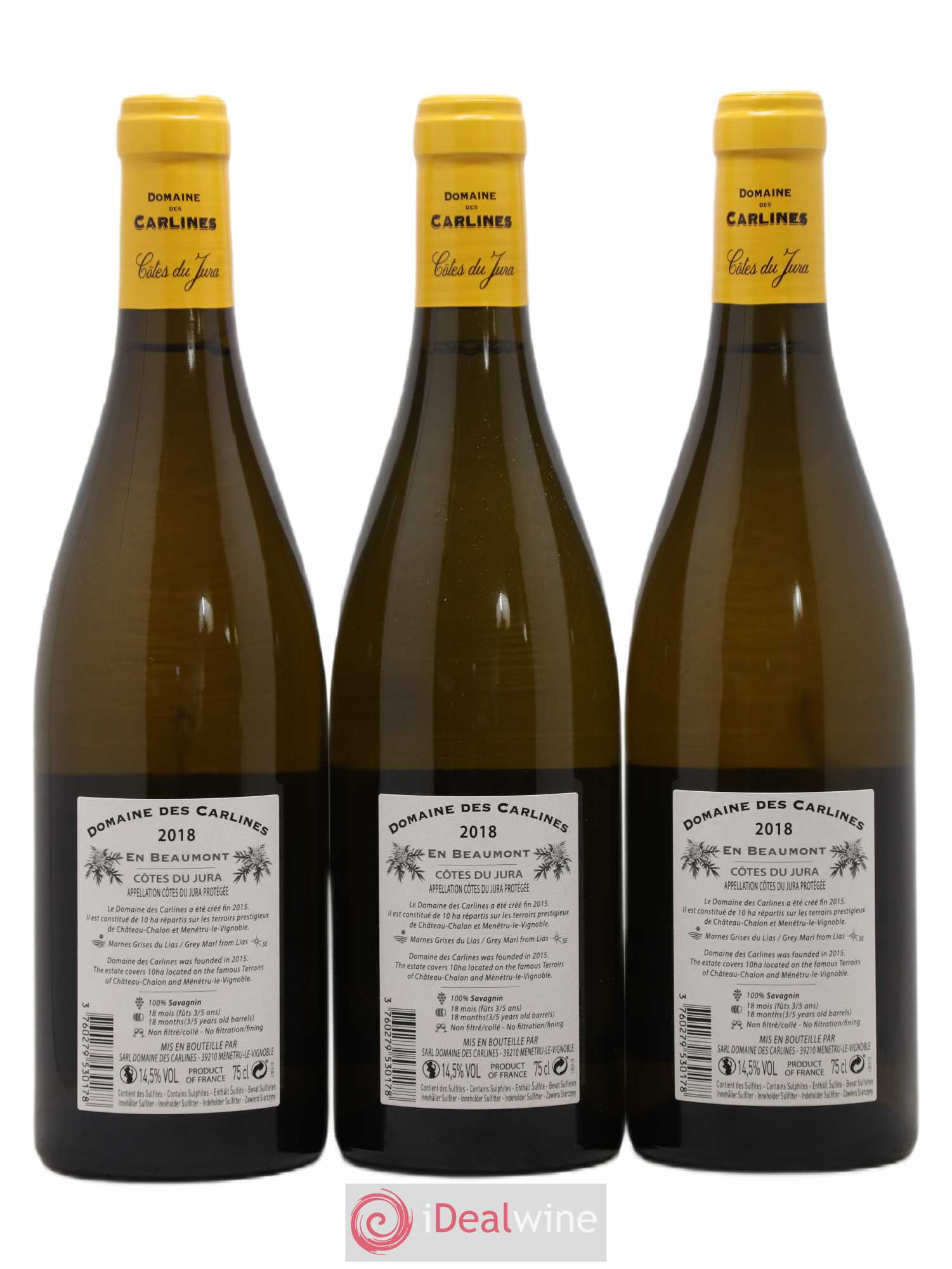 Côtes du Jura Savagnin En Beaumont Domaine des Carlines (no reserve) 2018 - Lot of 3 bottles - 1
