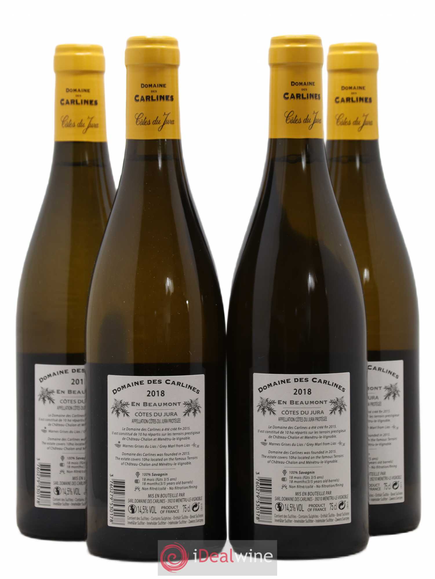 Côtes du Jura Savagnin En Beaumont Domaine des Carlines (sans prix de réserve) 2018 - Posten von 4 Flaschen - 1
