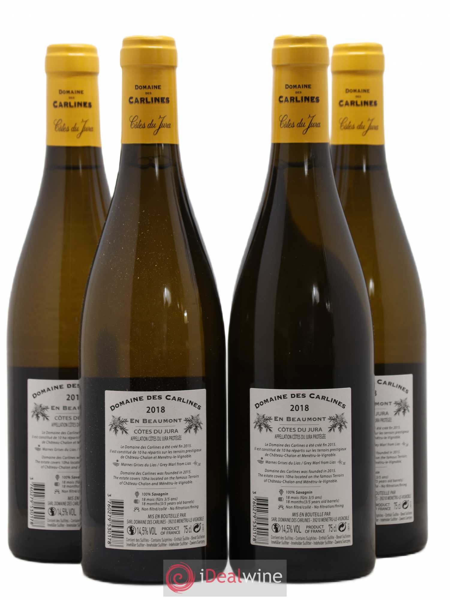 Côtes du Jura Savagnin En Beaumont Domaine des Carlines 2018 - Posten von 4 Flaschen - 1