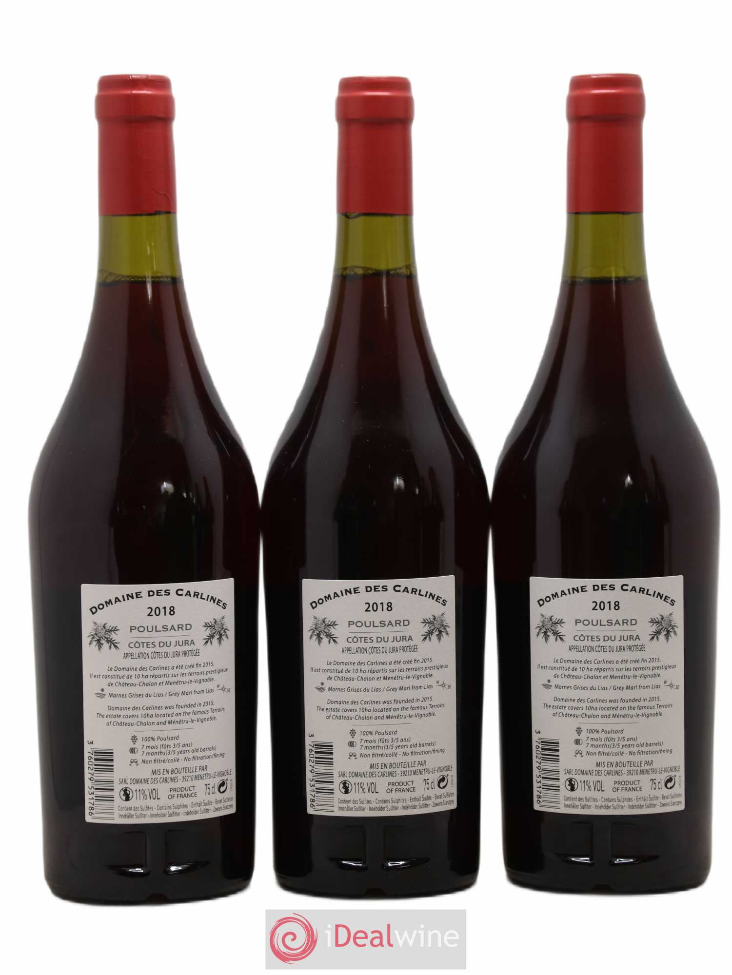 Côtes du Jura Poulsard Domaine des Carlines 2018 - Posten von 6 Flaschen - 2