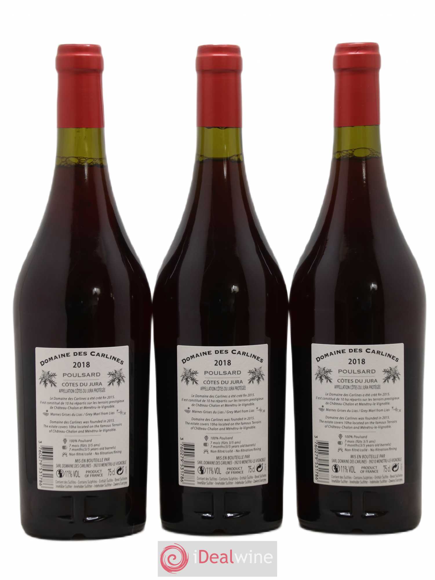 Côtes du Jura Poulsard Domaine des Carlines (sans prix de réserve) 2018 - Posten von 3 Flaschen - 1