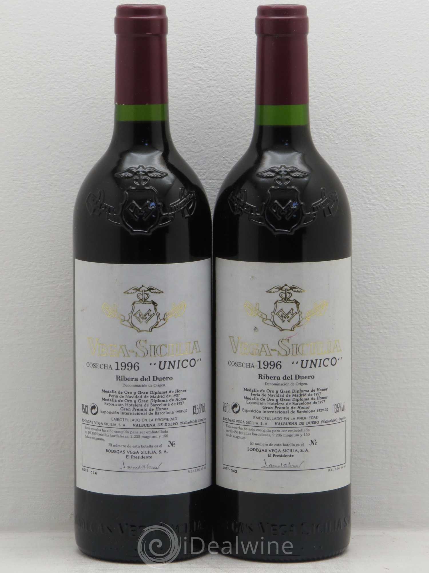 Ribera Del Duero DO Vega Sicilia Unico Famille Alvarez 1996 - Lot de 2 bouteilles - 0