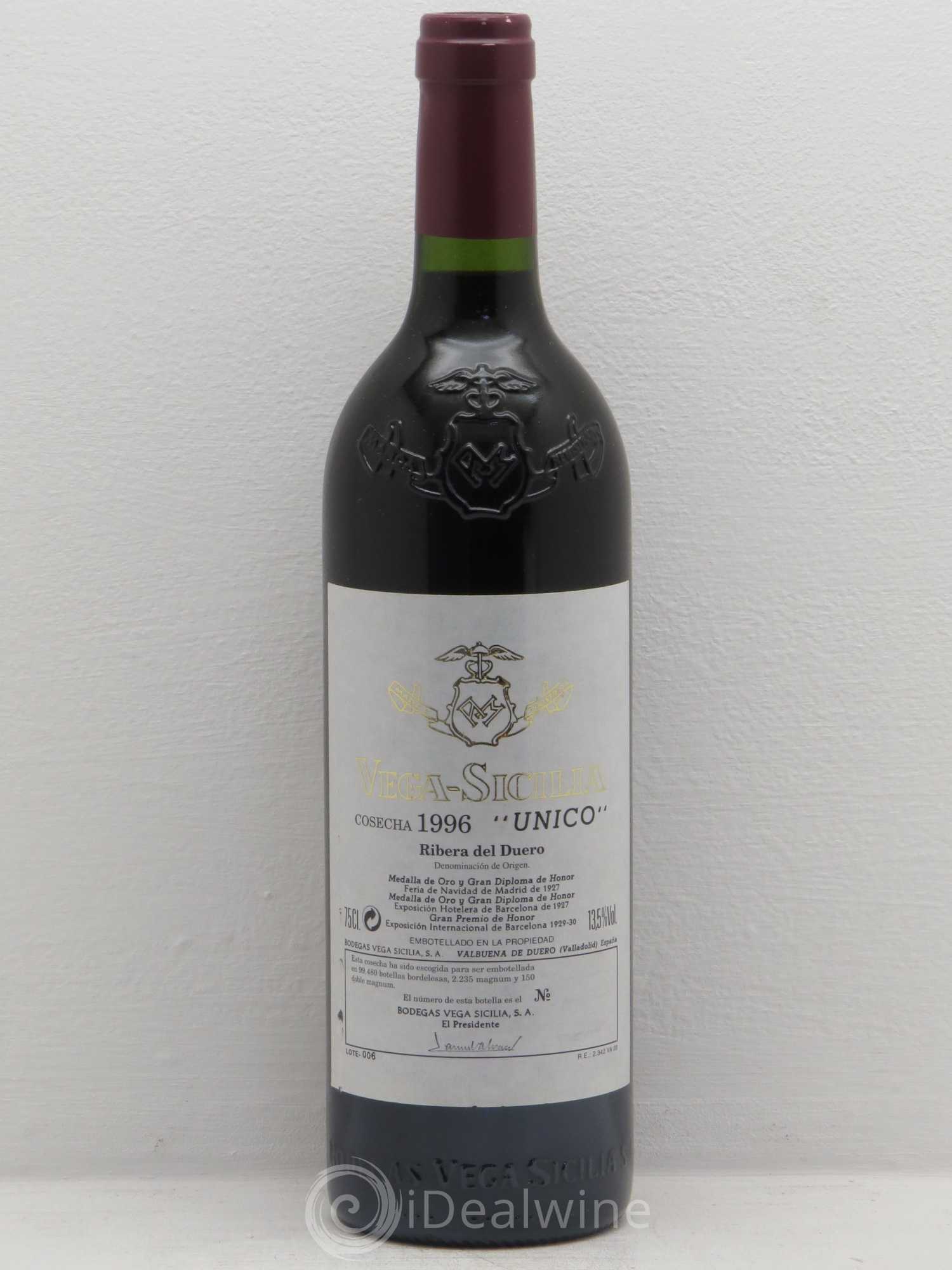 Ribera Del Duero DO Vega Sicilia Unico Famille Alvarez 1996 - Lot de 1 bouteille - 0