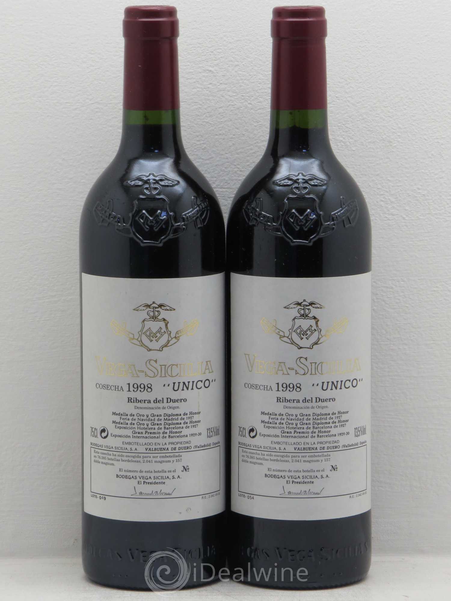 Ribera Del Duero DO Vega Sicilia Unico Famille Alvarez 1998 - Lot de 2 bouteilles - 0