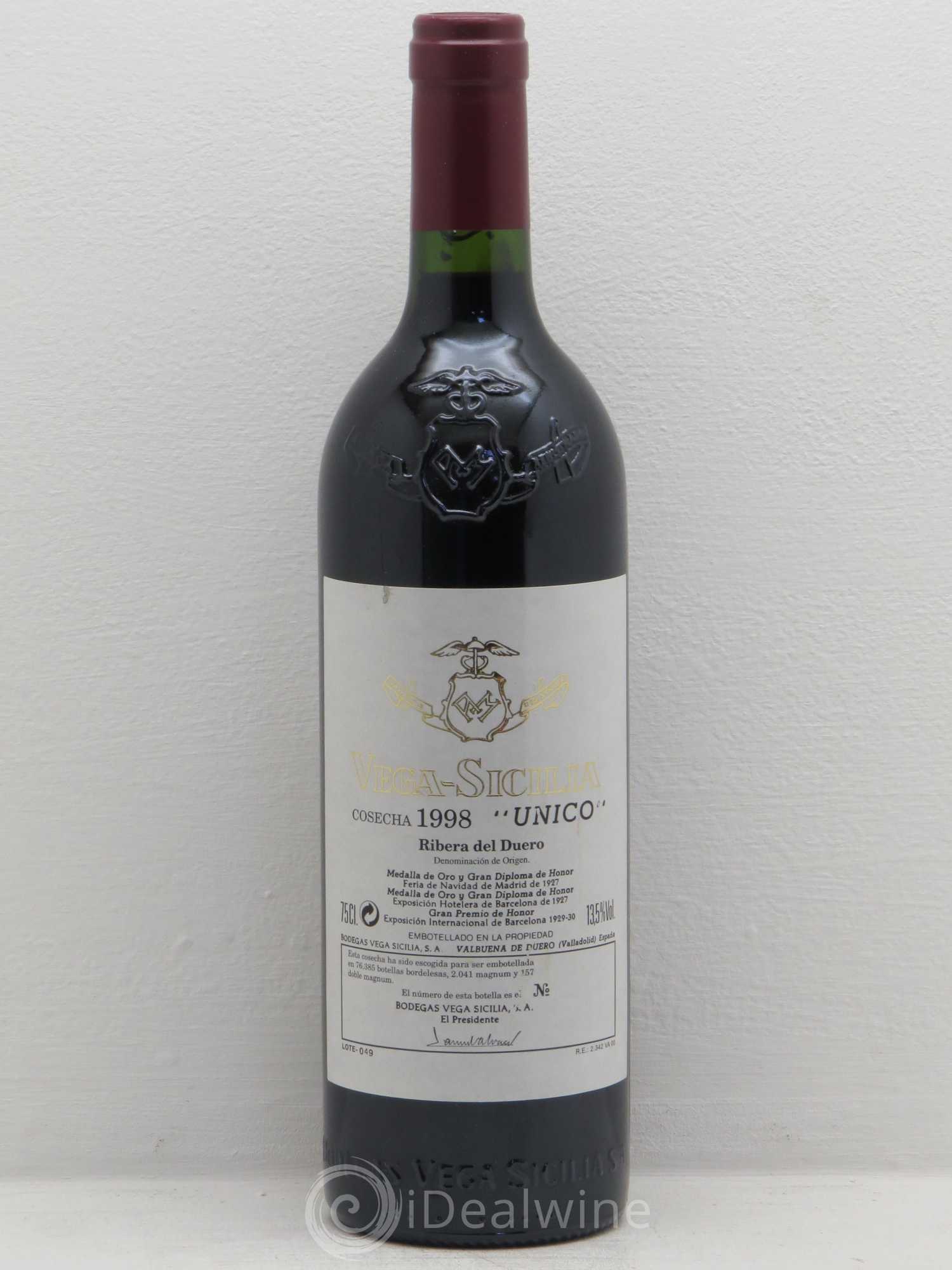Ribera Del Duero DO Vega Sicilia Unico Famille Alvarez 1998 - Lot de 1 bouteille - 0