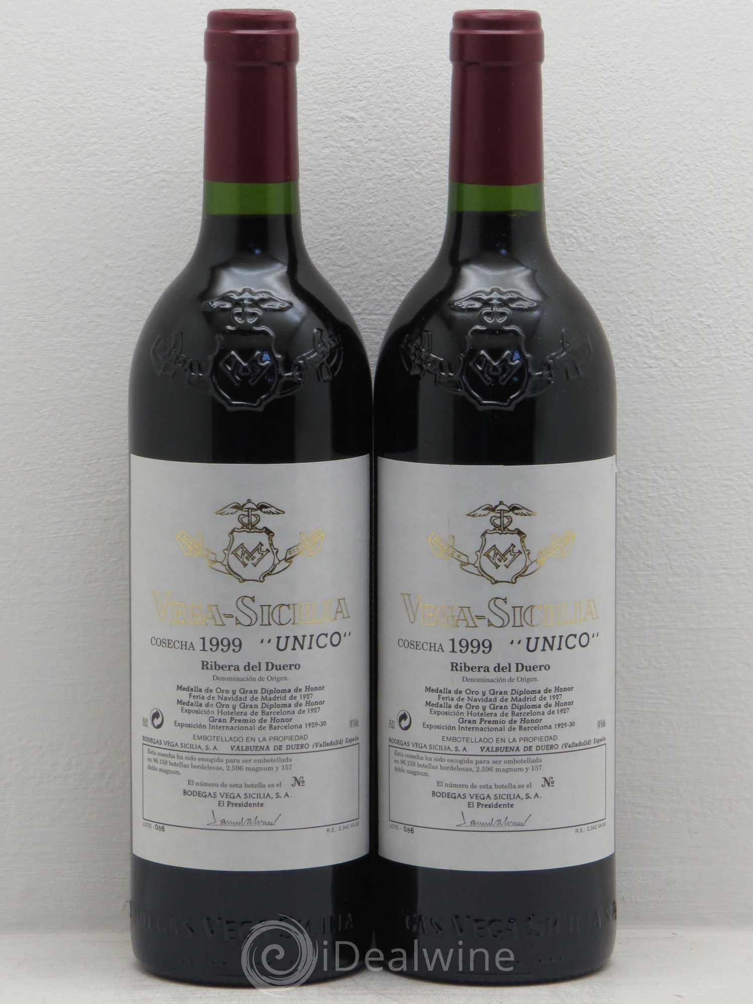 Ribera Del Duero DO Vega Sicilia Unico Famille Alvarez 1999 - Lot de 2 bouteilles - 0
