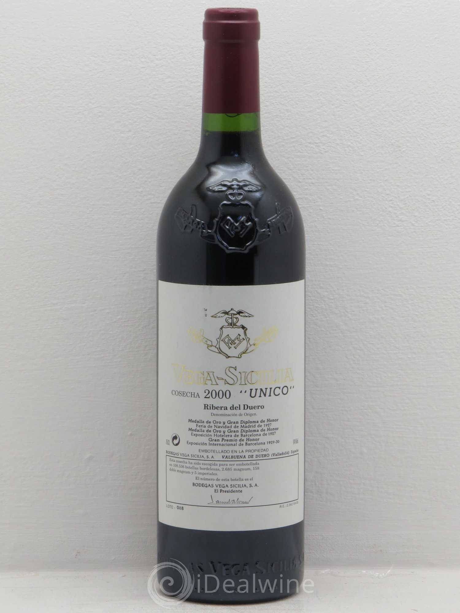 Ribera Del Duero DO Vega Sicilia Unico Famille Alvarez 2000 - Lot de 1 bouteille - 0