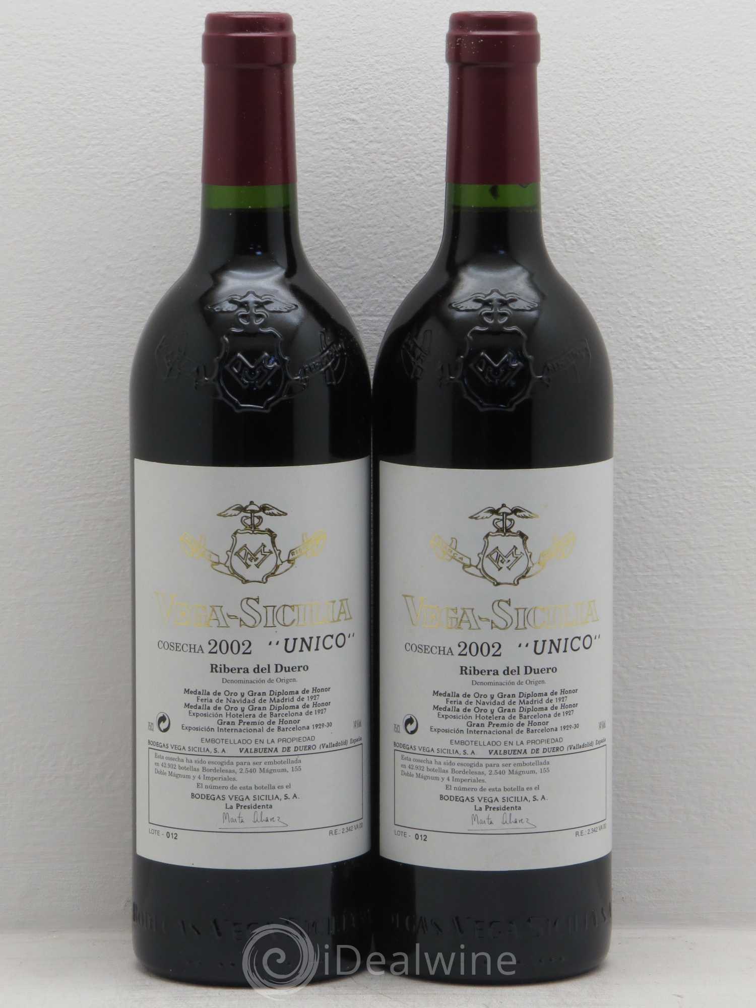 Ribera Del Duero DO Vega Sicilia Unico Famille Alvarez 2002 - Lot de 2 bouteilles - 0