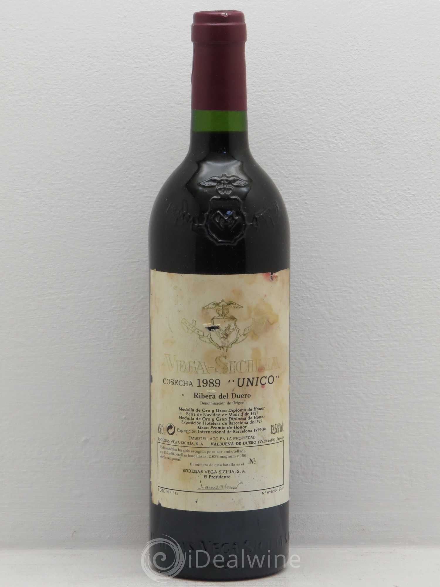 Ribera Del Duero DO Vega Sicilia Unico Famille Alvarez 1989 - Lot de 1 bouteille - 0