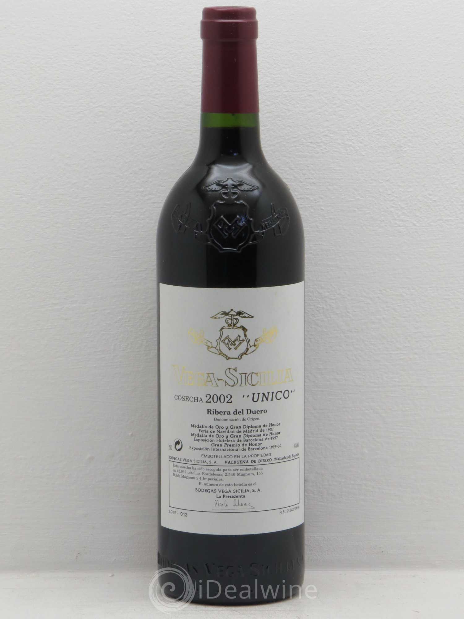 Ribera Del Duero DO Vega Sicilia Unico Famille Alvarez 2002 - Lot de 1 bouteille - 0