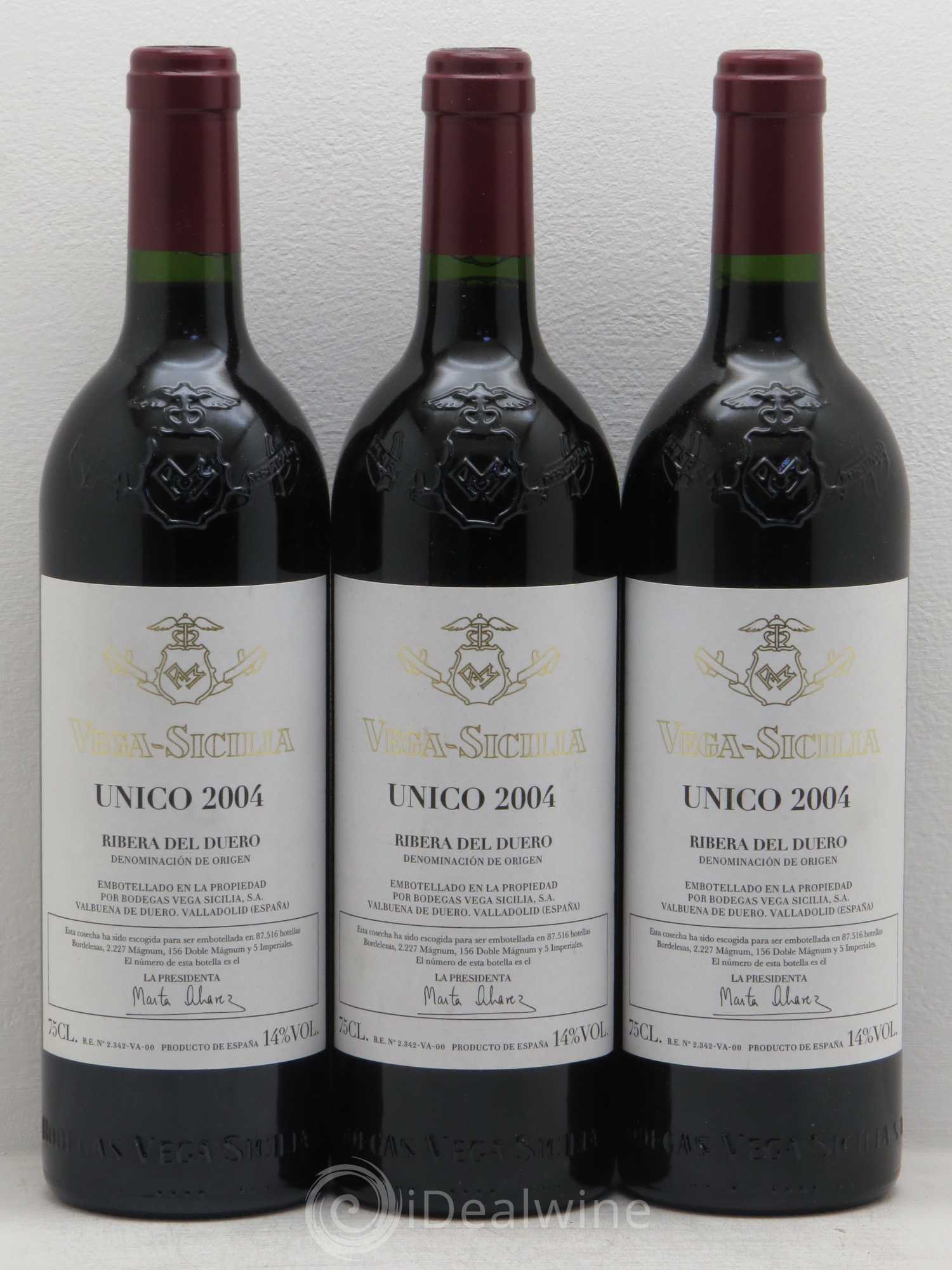 Ribera Del Duero DO Vega Sicilia Unico Famille Alvarez 2004 - Lot de 3 bouteilles - 0