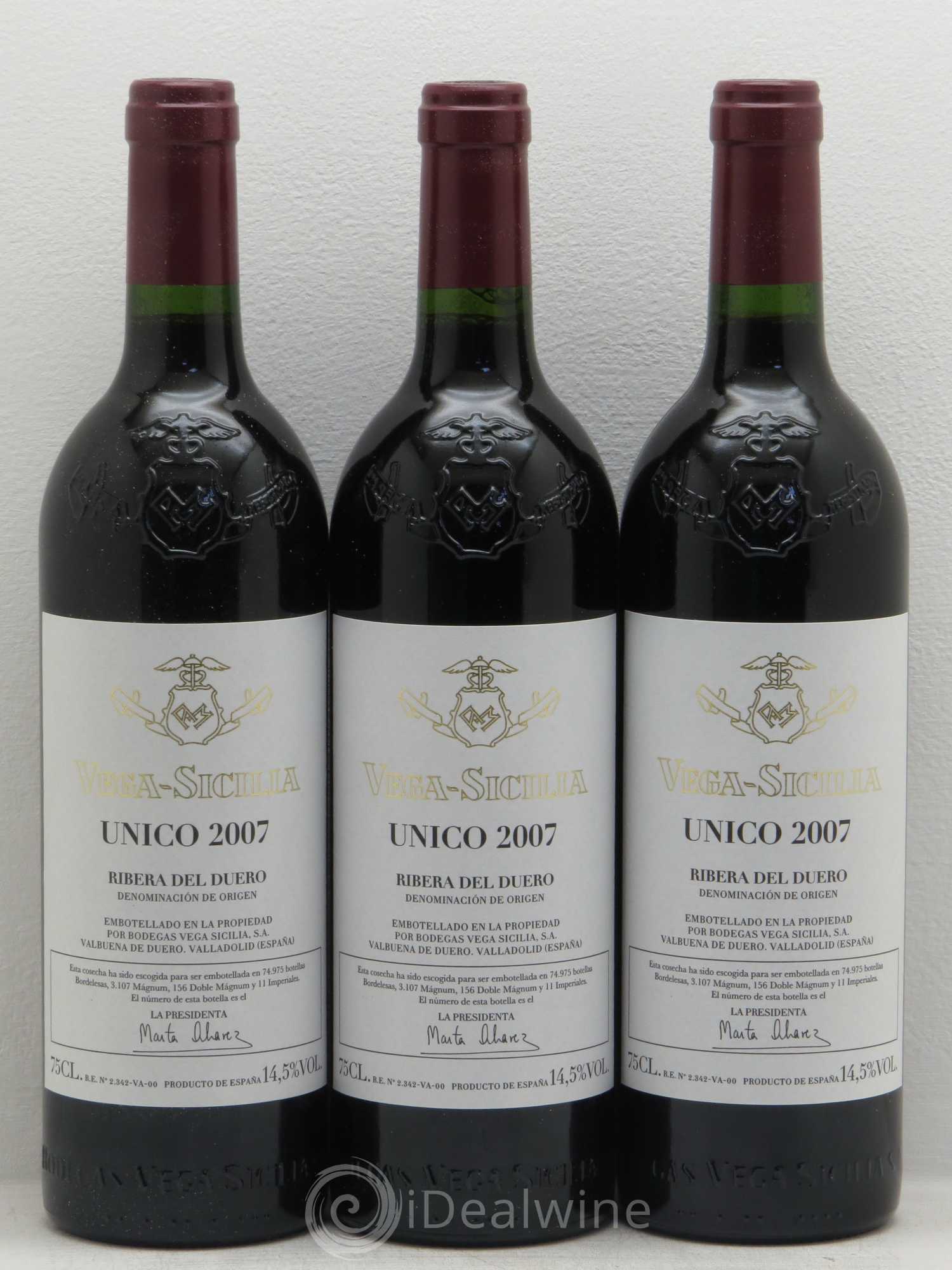 Ribera Del Duero DO Vega Sicilia Unico Famille Alvarez 2007 - Lot de 3 bouteilles - 0