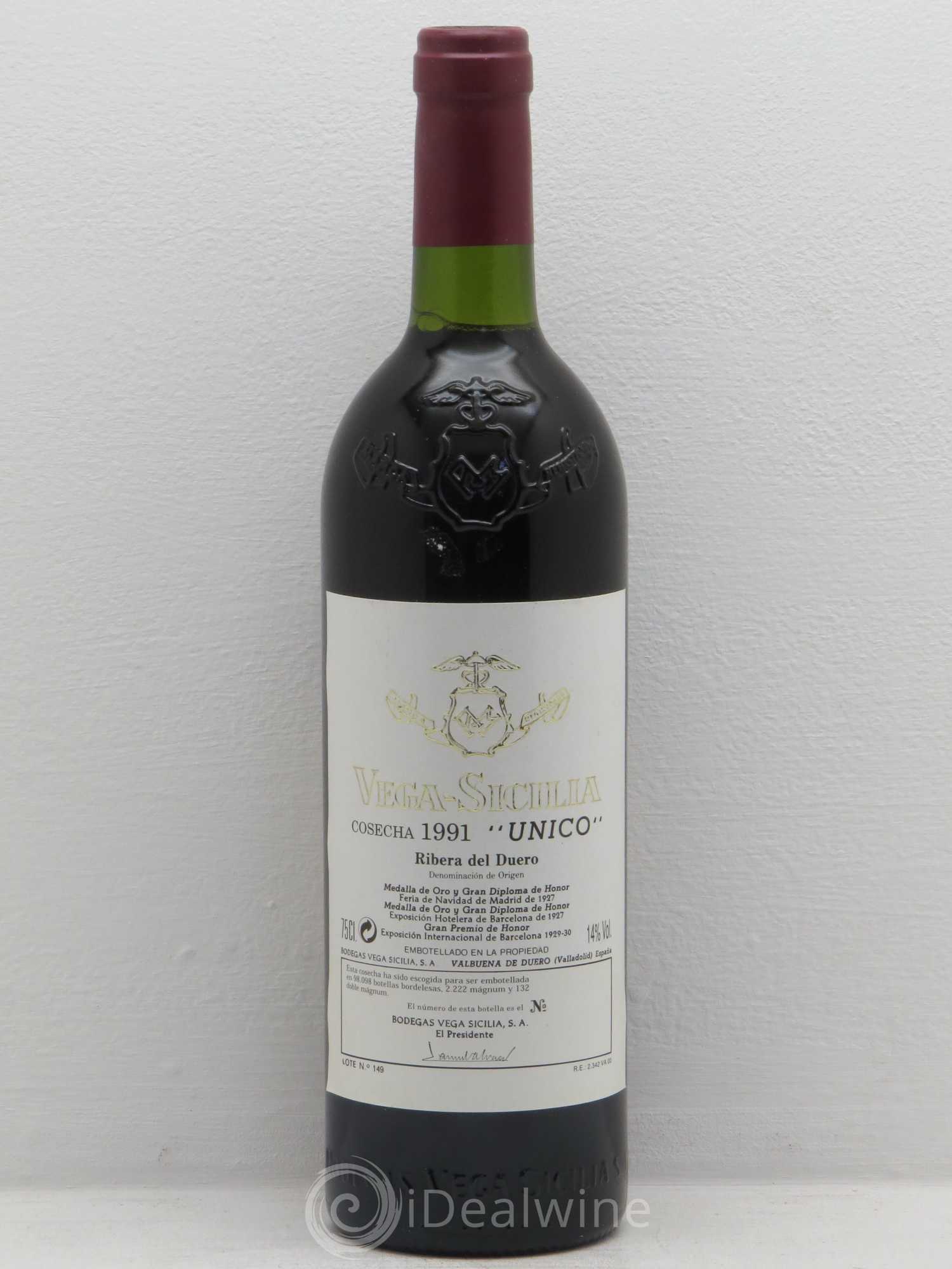 Ribera Del Duero DO Vega Sicilia Unico Famille Alvarez 1991 - Lot de 1 bouteille - 0