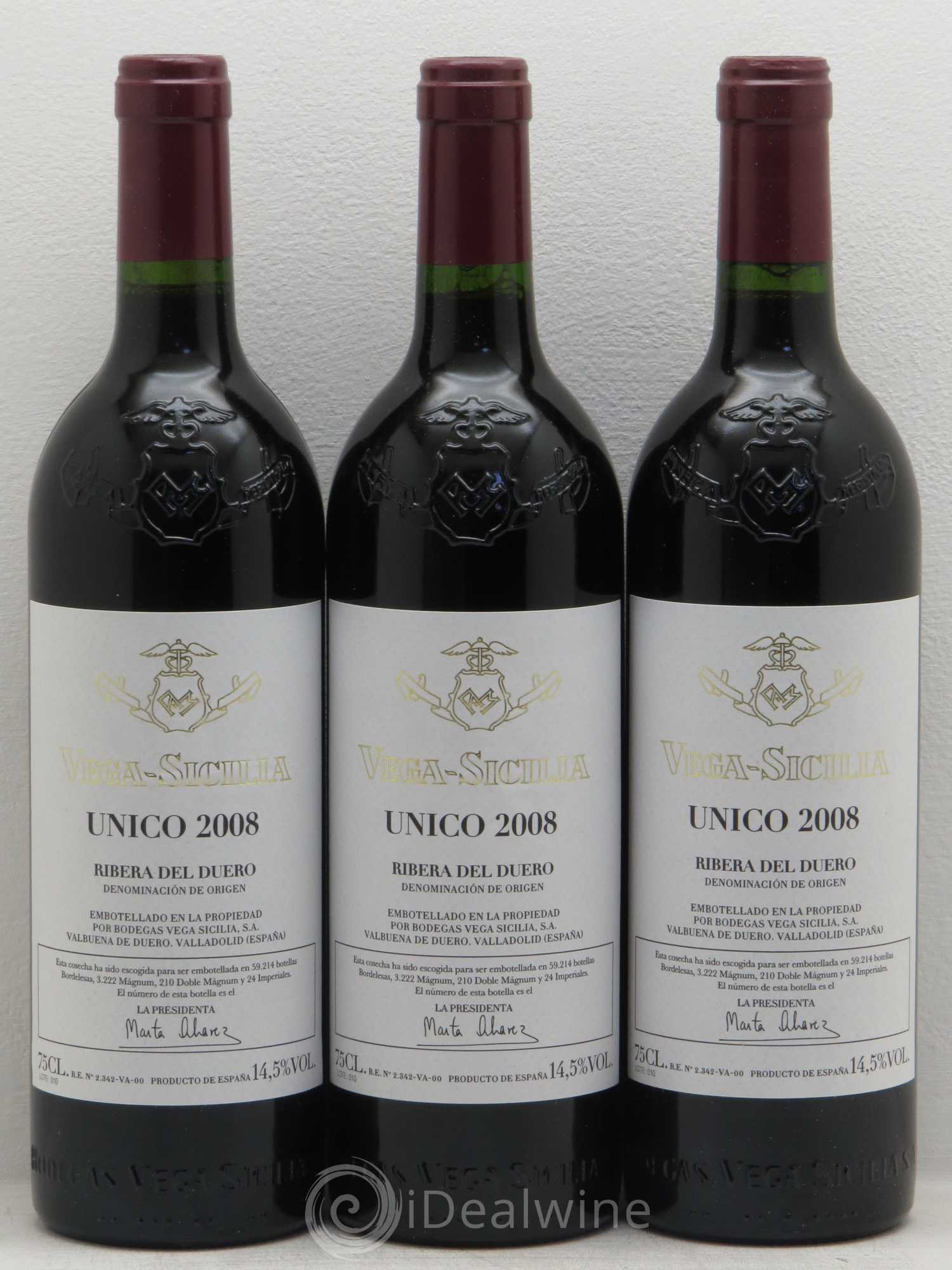 Ribera Del Duero DO Vega Sicilia Unico Famille Alvarez 2008 - Lot de 3 bouteilles - 0