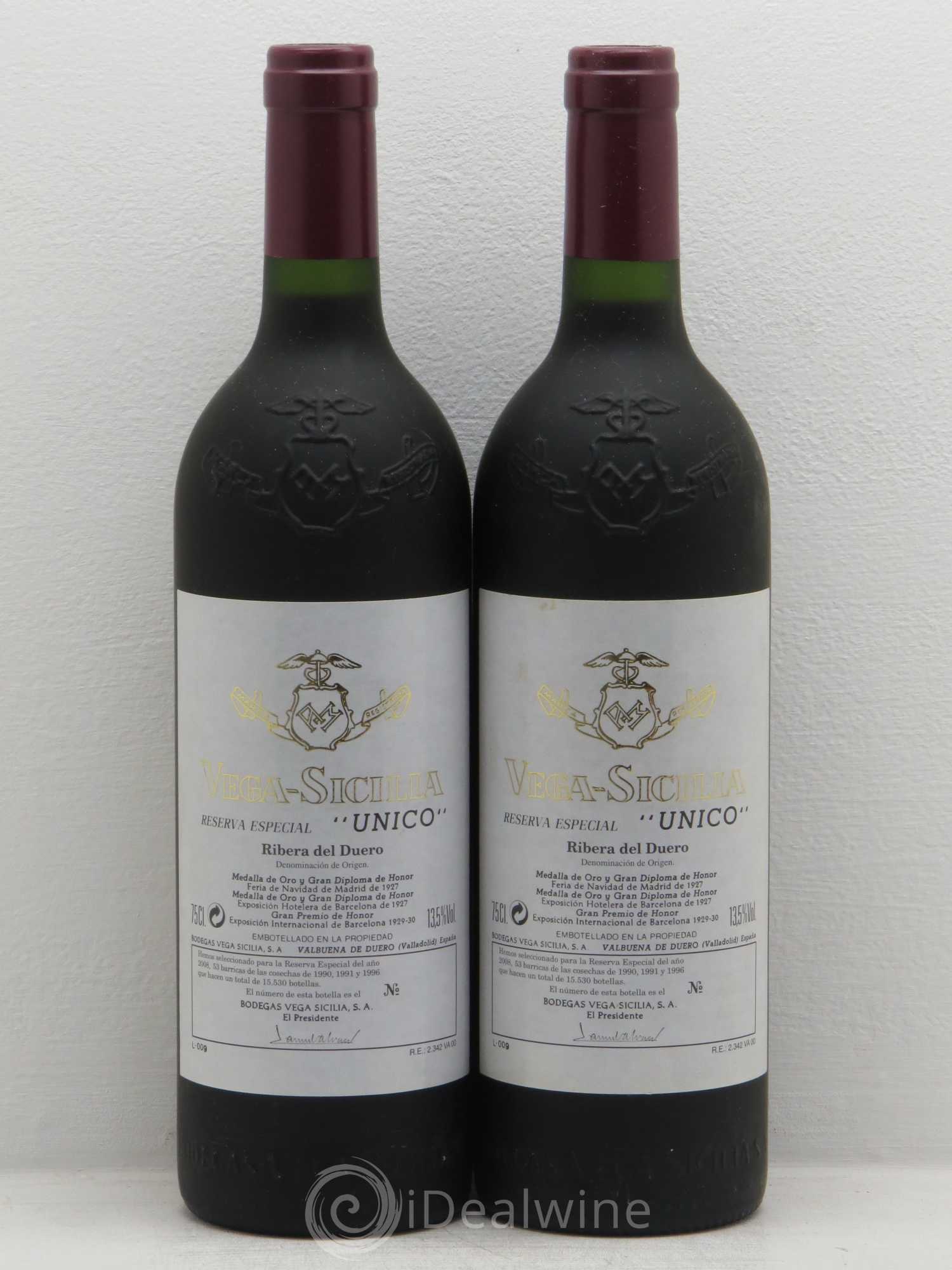 Ribera Del Duero DO Vega Sicilia Unico Famille Alvarez Reserva Especial 1990-1991-1996 embouteillé en 2008 - Posten von 2 Flaschen - 0