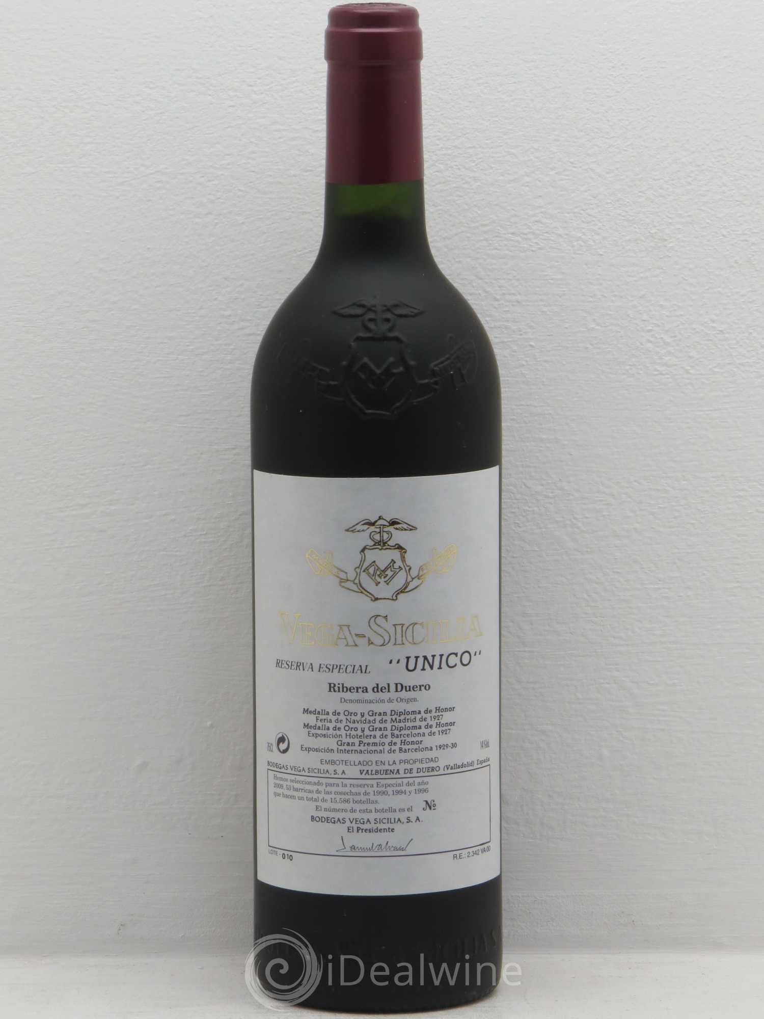 Ribera Del Duero DO Vega Sicilia Unico Famille Alvarez reserva especial 1990-1994-1996 embouteillé en 2009 - Posten von 1 Flasche - 0