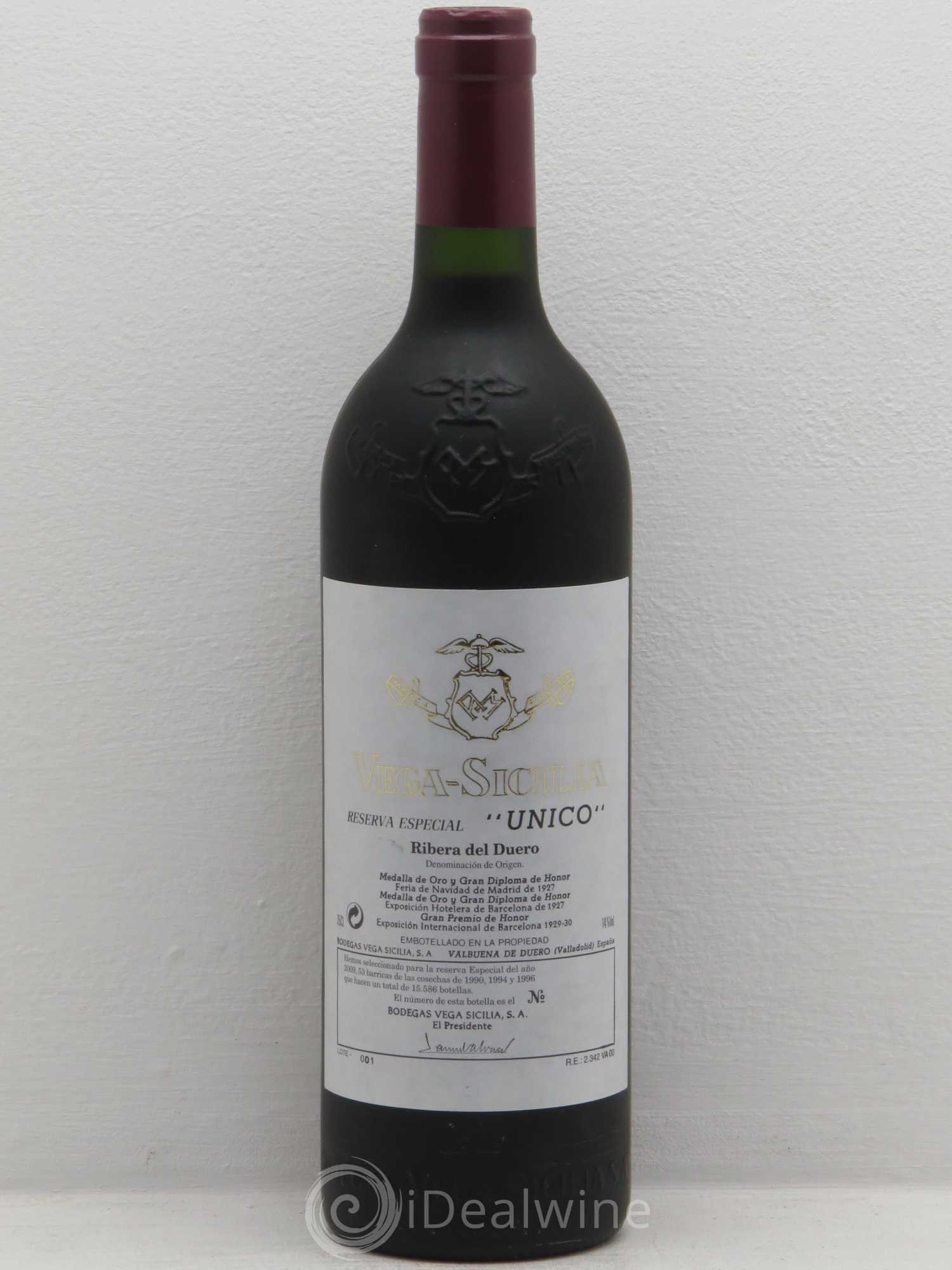 Ribera Del Duero DO Vega Sicilia Unico Famille Alvarez Reserva Especial 1990-1994-1996 embouteillé en 2009 - Posten von 1 Flasche - 0