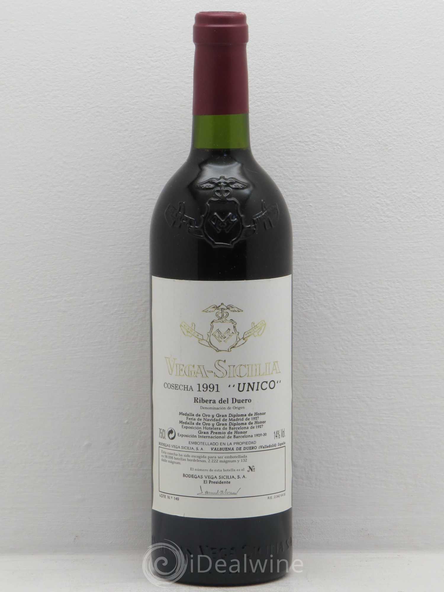 Ribera Del Duero DO Vega Sicilia Unico Famille Alvarez 1991 - Lot de 1 bouteille - 0