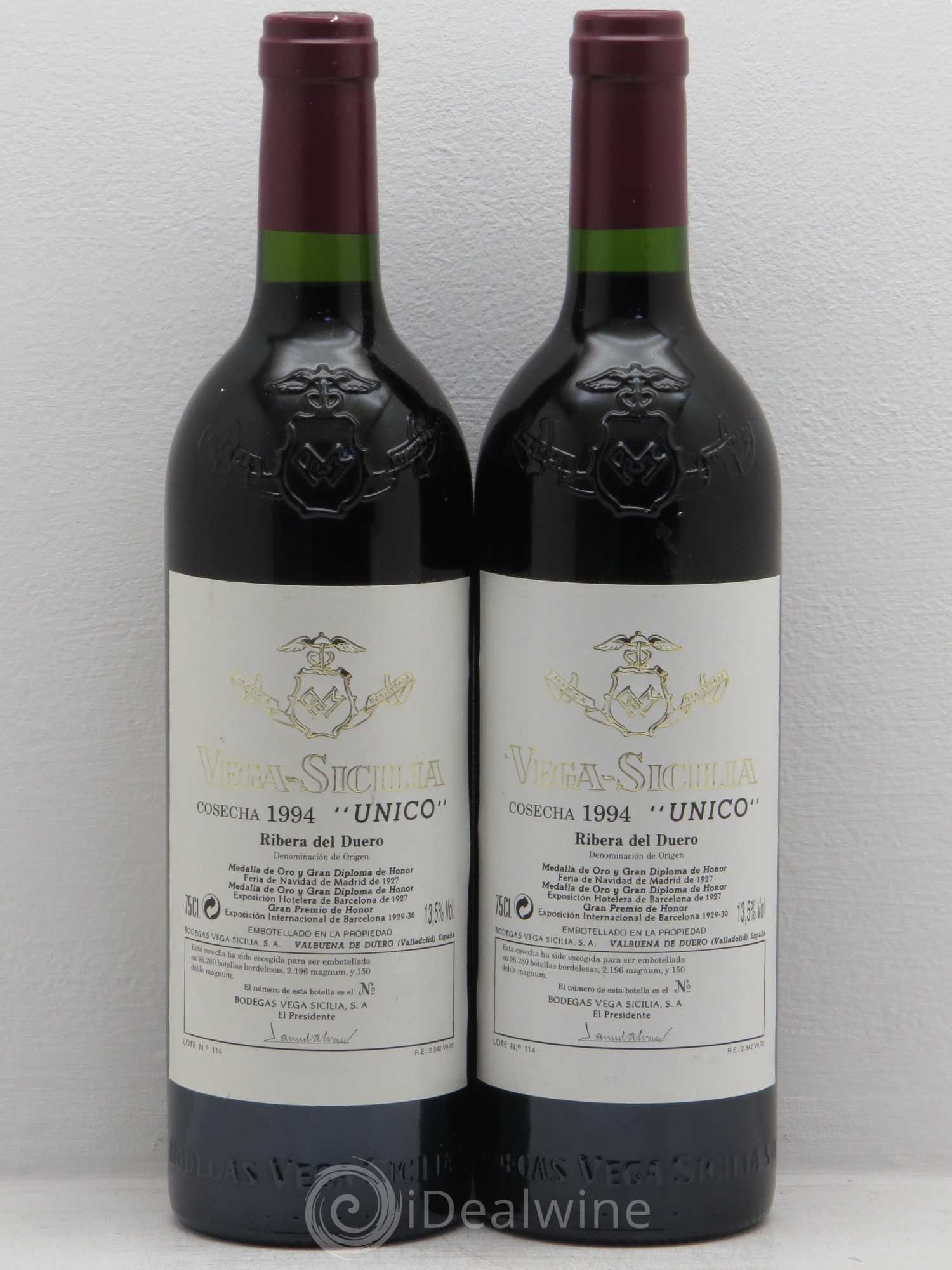 Ribera Del Duero DO Vega Sicilia Unico Famille Alvarez 1994 - Lot de 2 bouteilles - 0