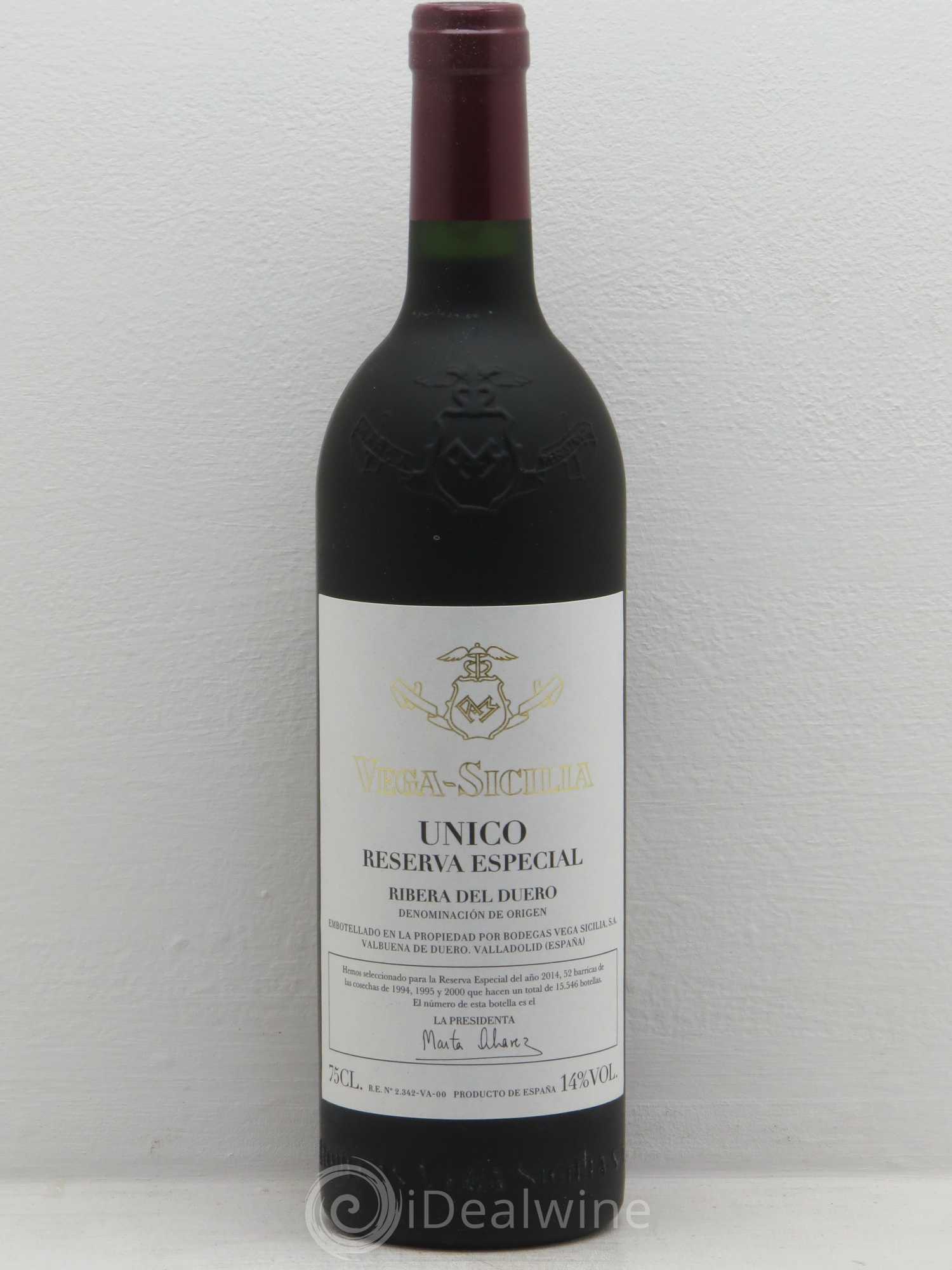 Ribera Del Duero DO Vega Sicilia Unico Famille Alvarez reserva especial 1994-1995-2000 embouteillé en 2014 - Posten von 1 Flasche - 0