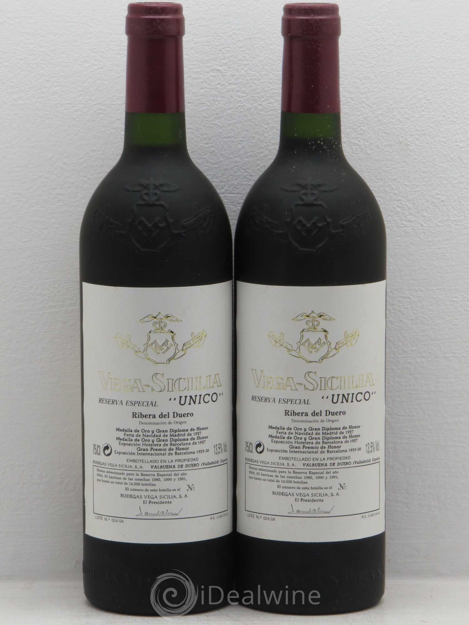 Ribera Del Duero DO Vega Sicilia Unico Famille Alvarez Reserva Especial 1985-1990-1991 embouteillé en 2004 - Posten von 2 Flaschen - 0