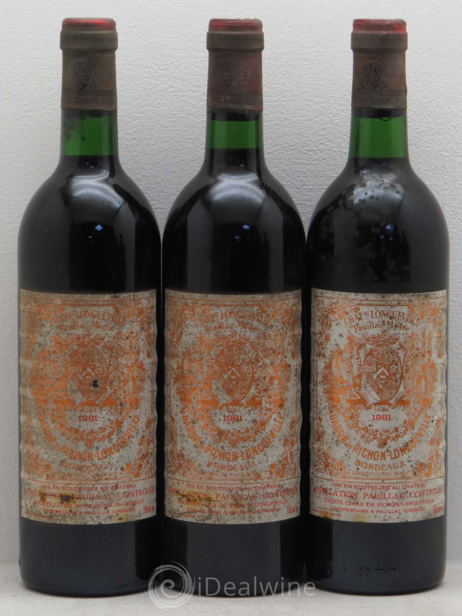 Pichon Longueville Baron 2ème Grand Cru Classé 1981 - Lot de 3 bouteilles - 0