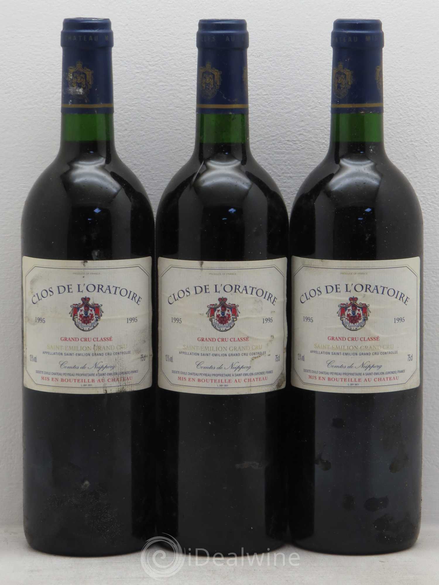 Clos de l'Oratoire Grand Cru Classé 1995 - Lot de 3 bouteilles - 0