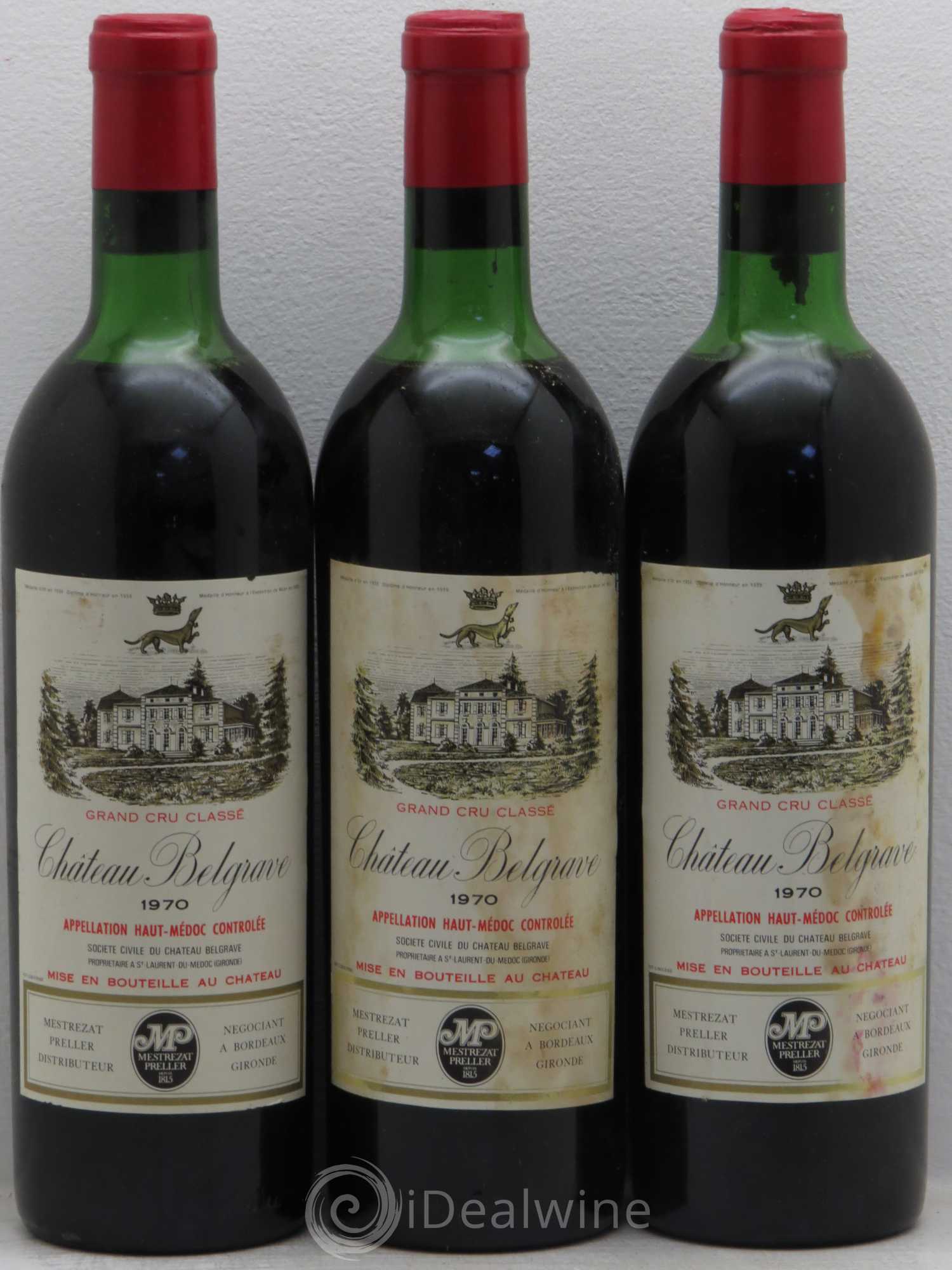 Château Belgrave 5ème Grand Cru Classé 1970 - Lot de 3 bouteilles - 0
