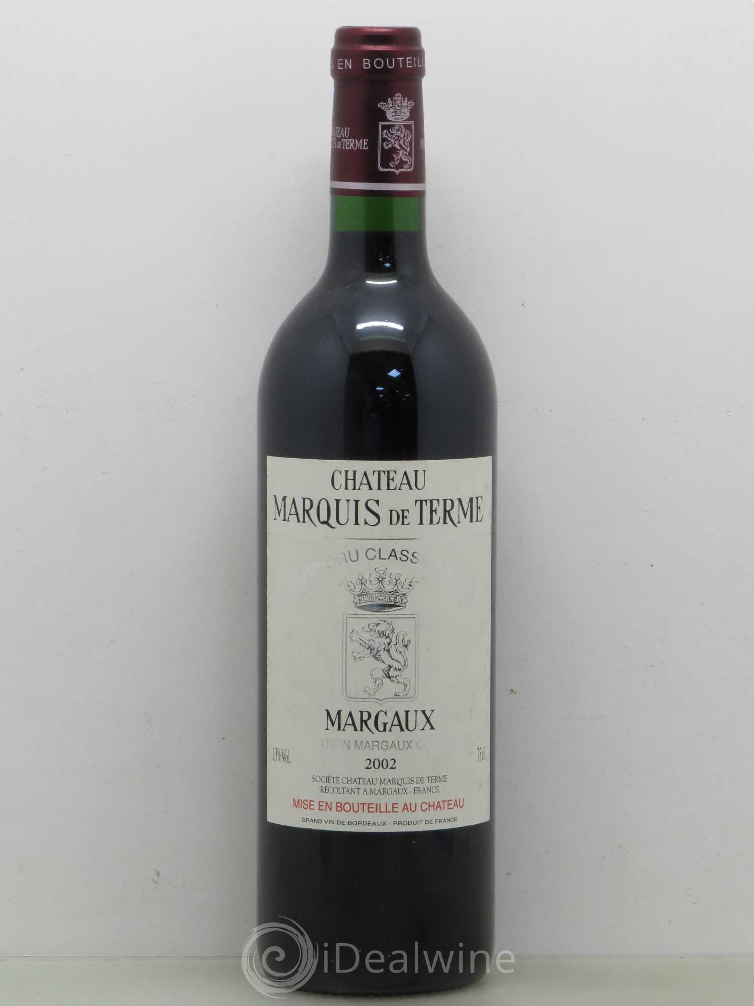 Château Marquis de Terme 4ème Grand Cru Classé 2002 - Lot de 1 bouteille - 0