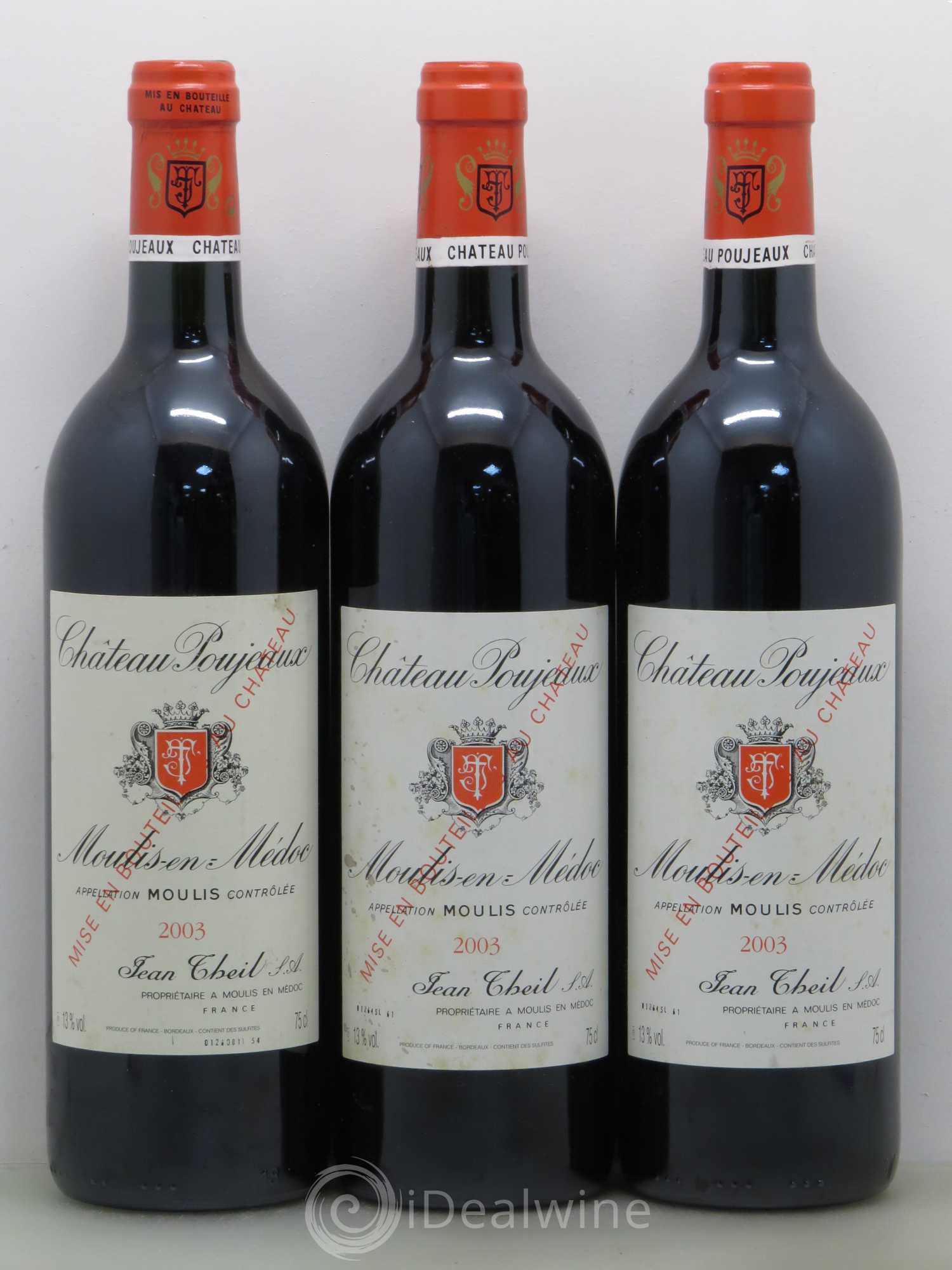 Château Poujeaux 2003 - Lot de 3 bouteilles - 0
