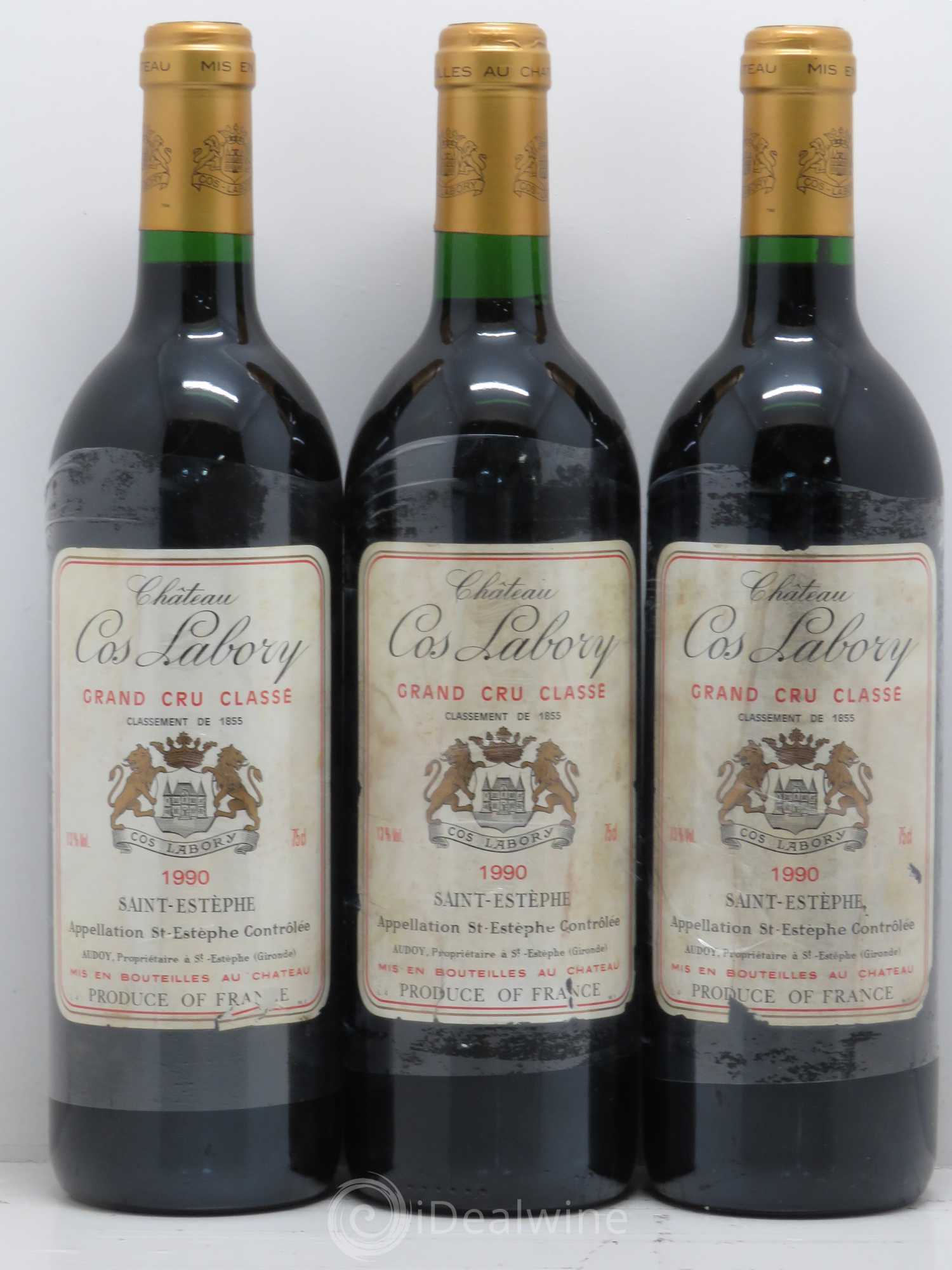 Château Cos Labory 5ème Grand Cru Classé 1990 - Lot de 3 bouteilles - 0