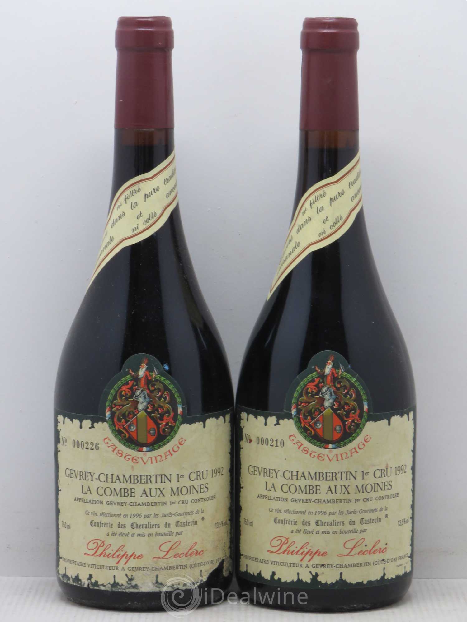 Gevrey-Chambertin 1er Cru Combe Aux Moines Leclerc 1992 - Posten von 2 Flaschen - 0