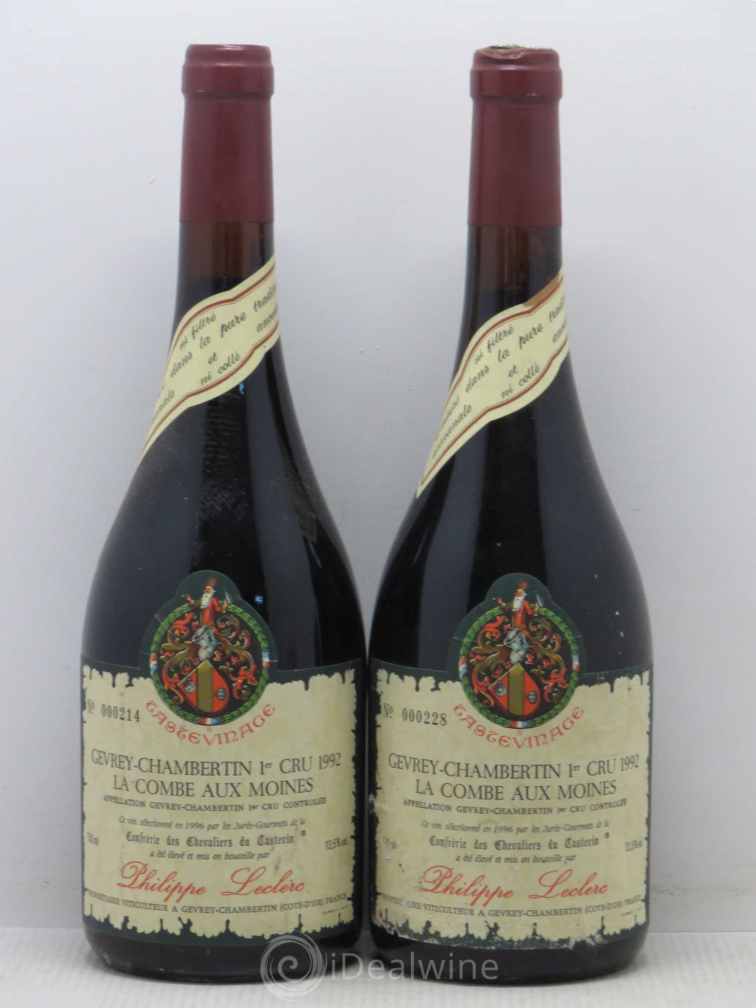 Gevrey-Chambertin 1er Cru Combe Aux Moines Leclerc 1992 - Posten von 2 Flaschen - 0