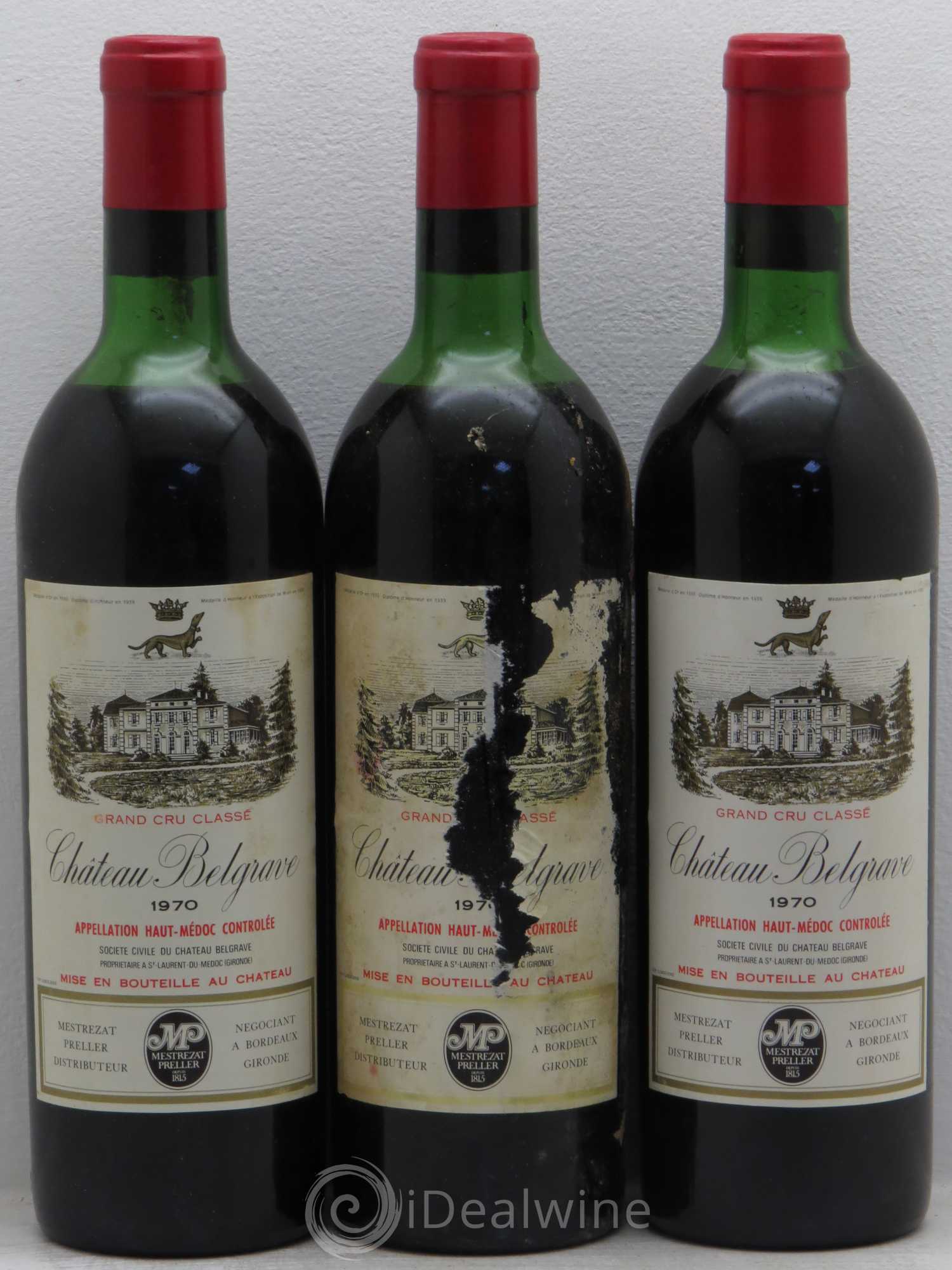 Château Belgrave 5ème Grand Cru Classé 1970 - Lot de 3 bouteilles - 0