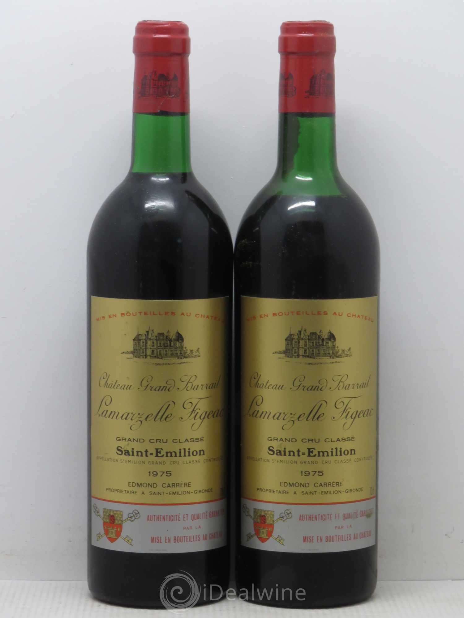 Château Grand Barrail Lamarzelle Figeac Grand Cru Classé 1975 - Lot de 2 bouteilles - 0