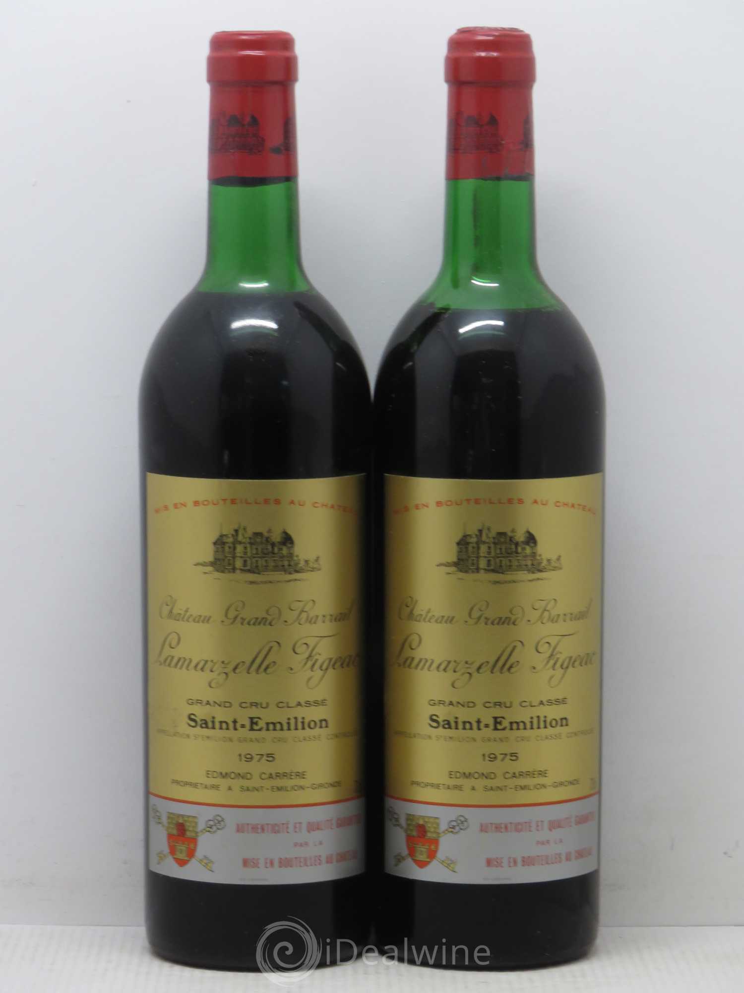 Château Grand Barrail Lamarzelle Figeac Grand Cru Classé 1975 - Lot de 2 bouteilles - 0