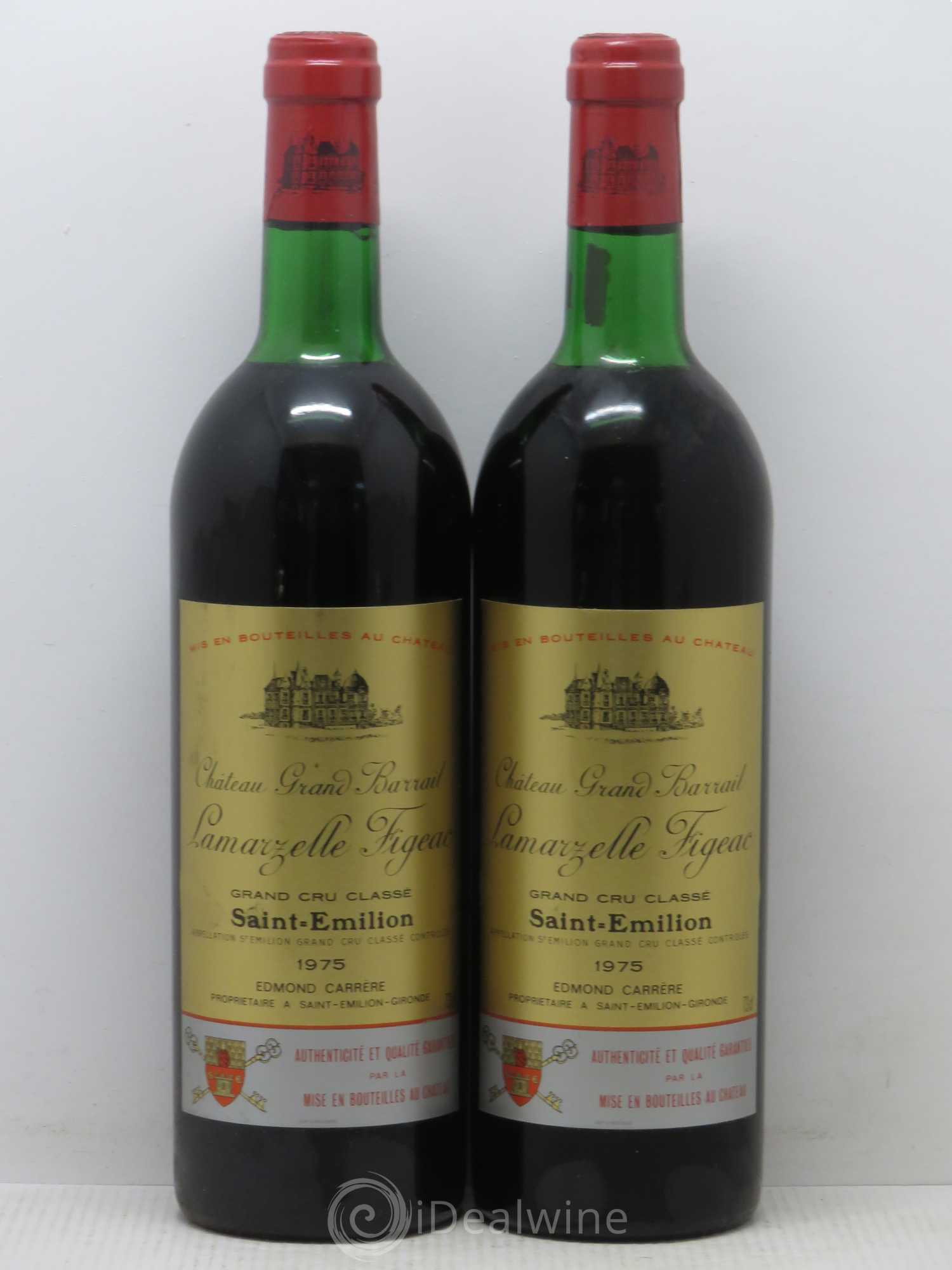 Château Grand Barrail Lamarzelle Figeac Grand Cru Classé 1975 - Lot de 2 bouteilles - 0