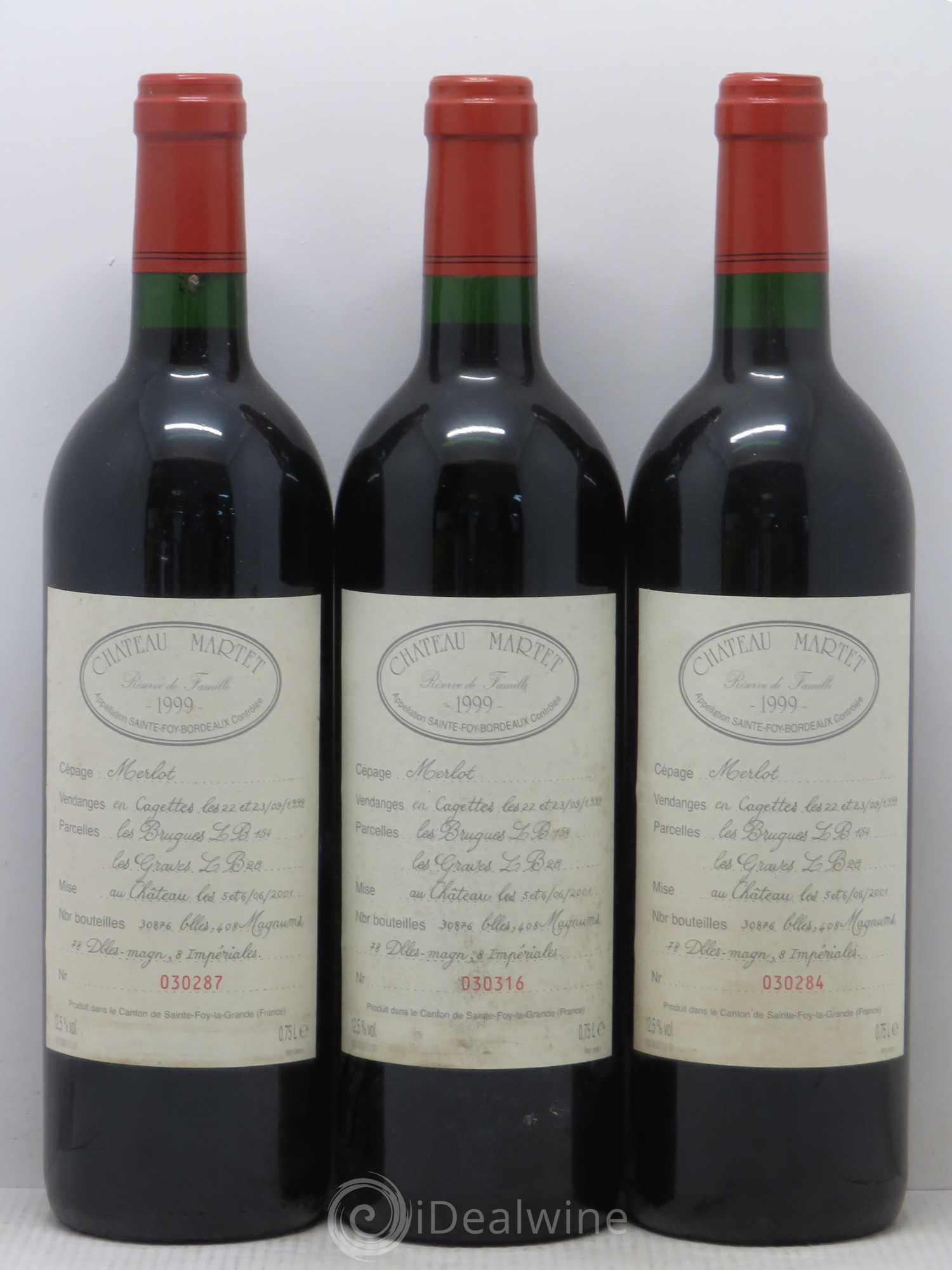 Sainte-Foy-Bordeaux Reseve Famille Martet 1999 - Lot de 5 bouteilles - 1