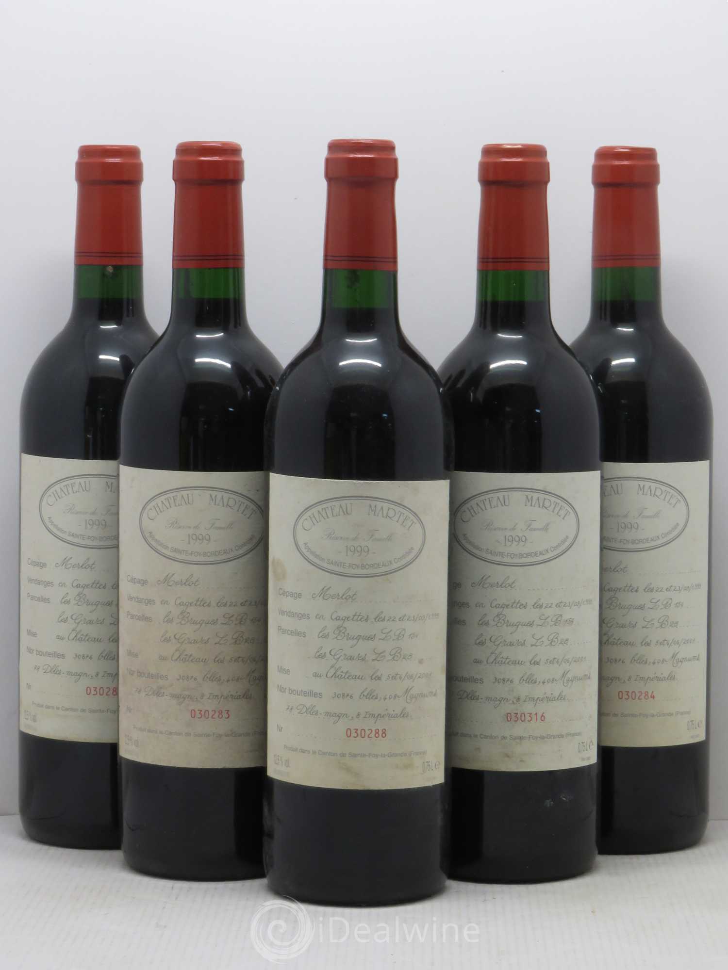 Sainte-Foy-Bordeaux Reseve Famille Martet 1999 - Lot de 5 bouteilles - 0