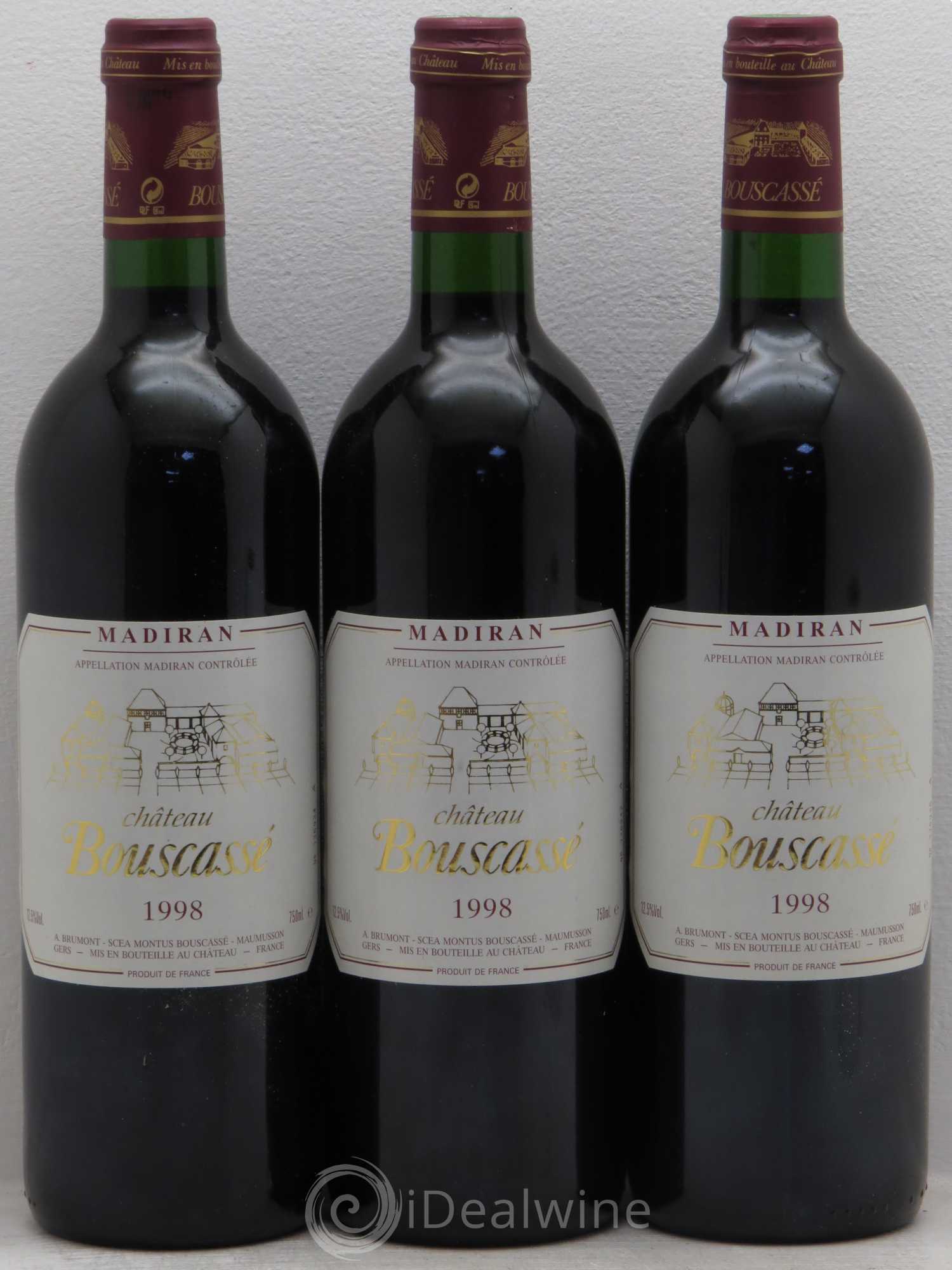 Madiran Château Bouscassé Alain Brumont 1998 - Lot de 3 bouteilles - 0