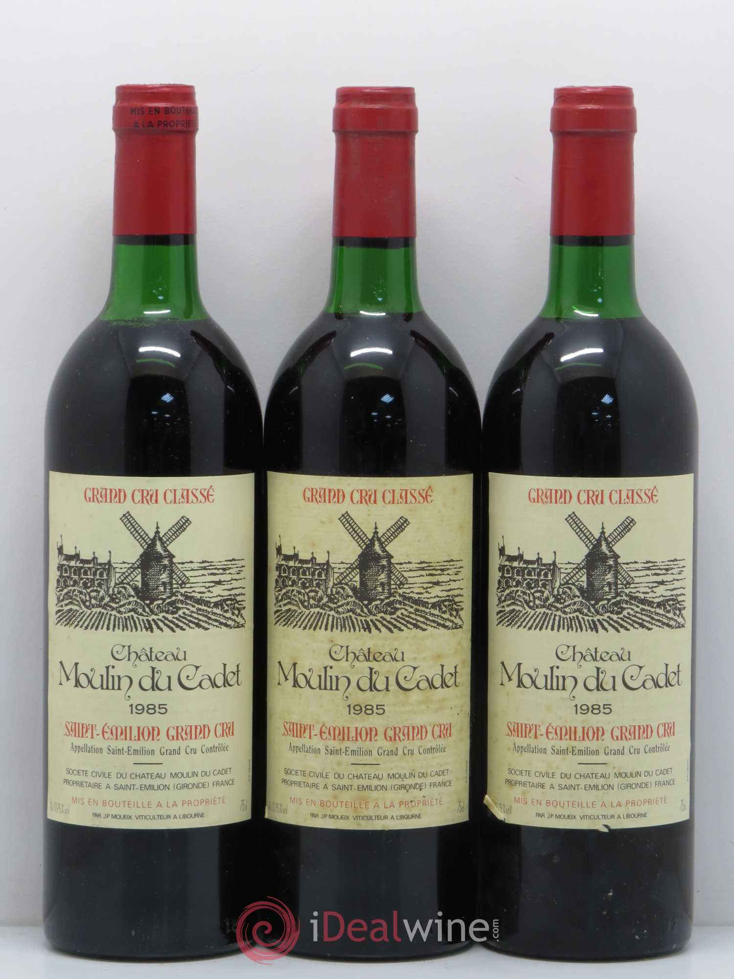 Château Moulin du Cadet Grand Cru Classé 1985 - Lot de 3 bouteilles - 0