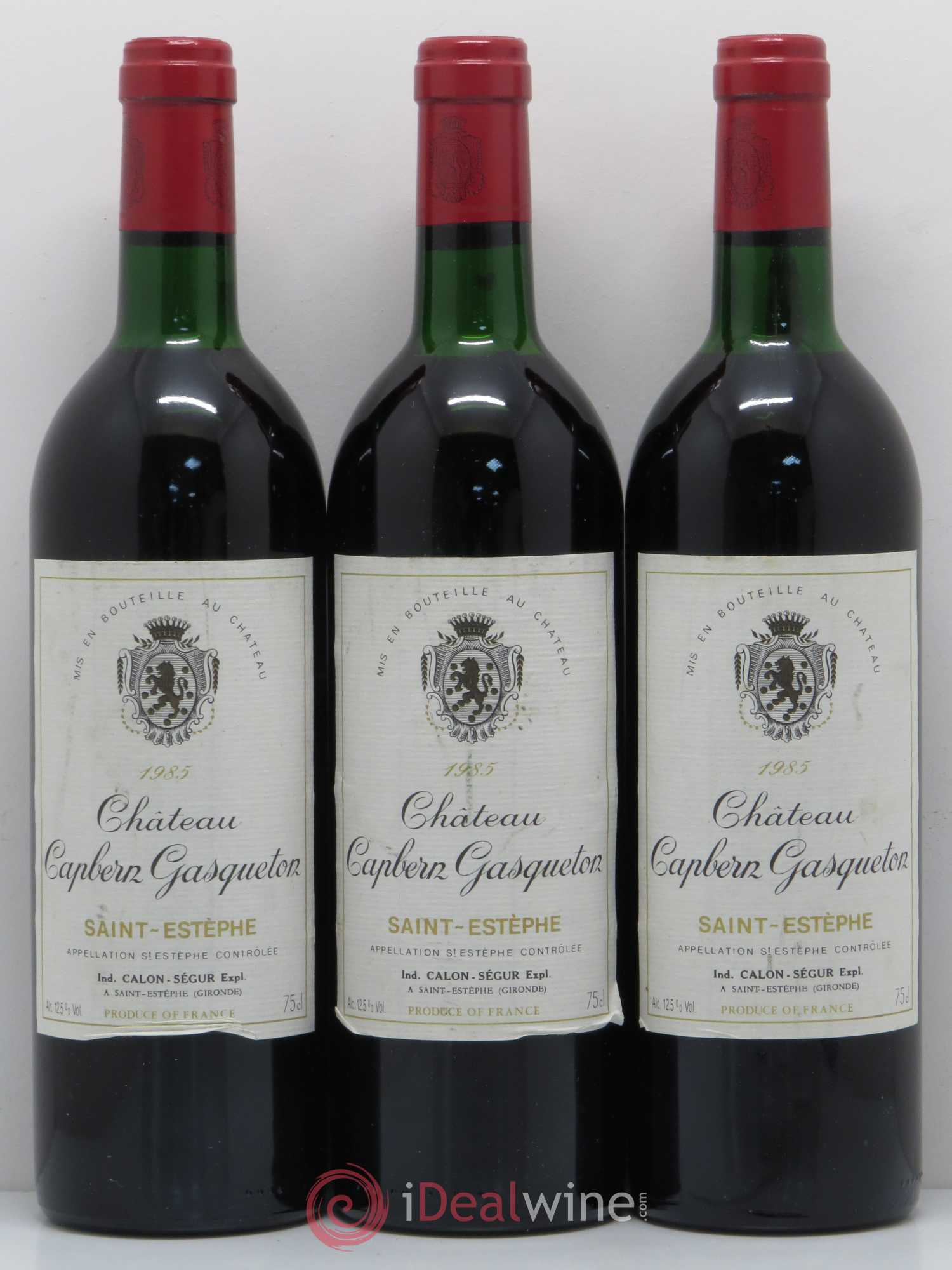 Château Capbern Gasqueton 1985 - Lot de 3 bouteilles - 0